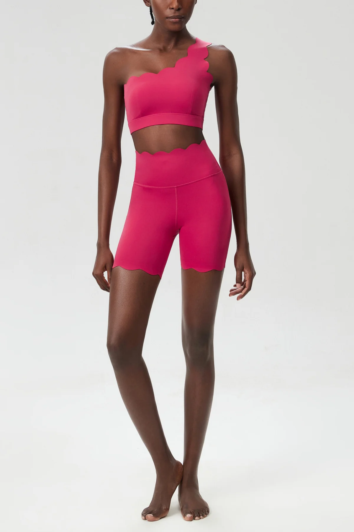 Red Wave One Shoulder Bodycon Pants Set