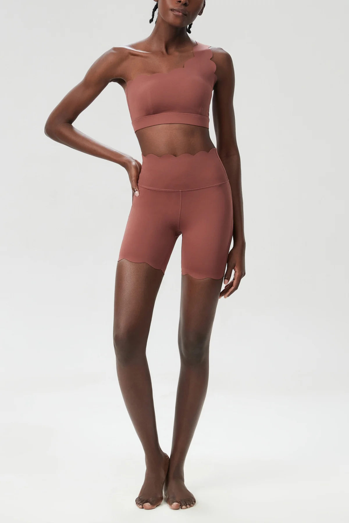 Khaki Wave One Shoulder Bodycon Pants Set