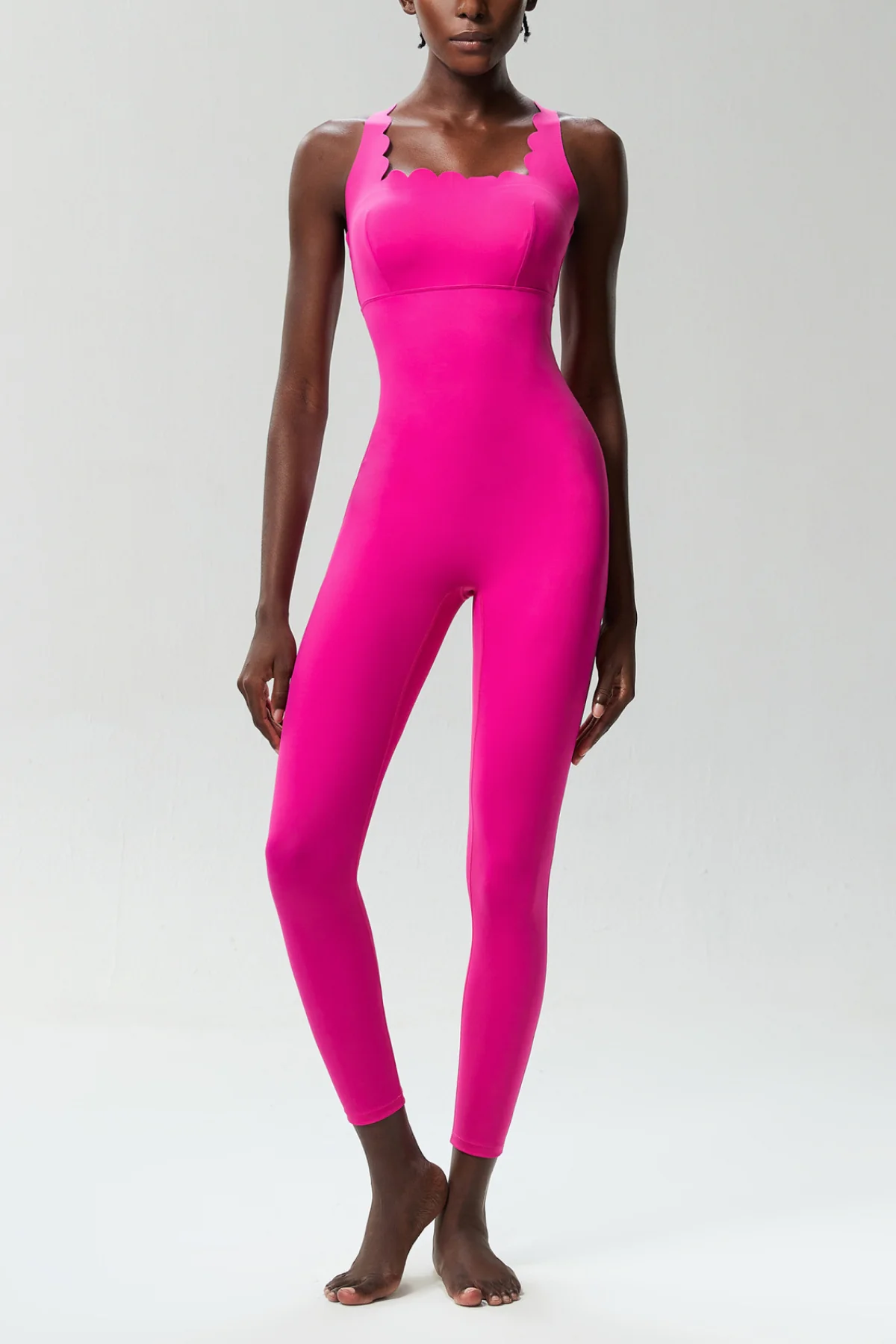 Hot Pink Cross Design Yoga Jumpsuit for Women