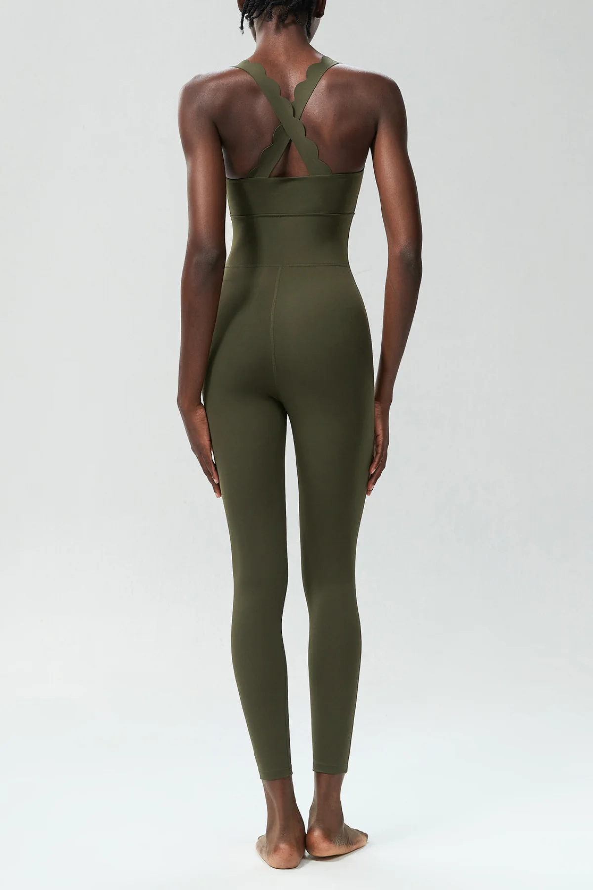 Green Cross Wave Yoga Jumpsuit for Women