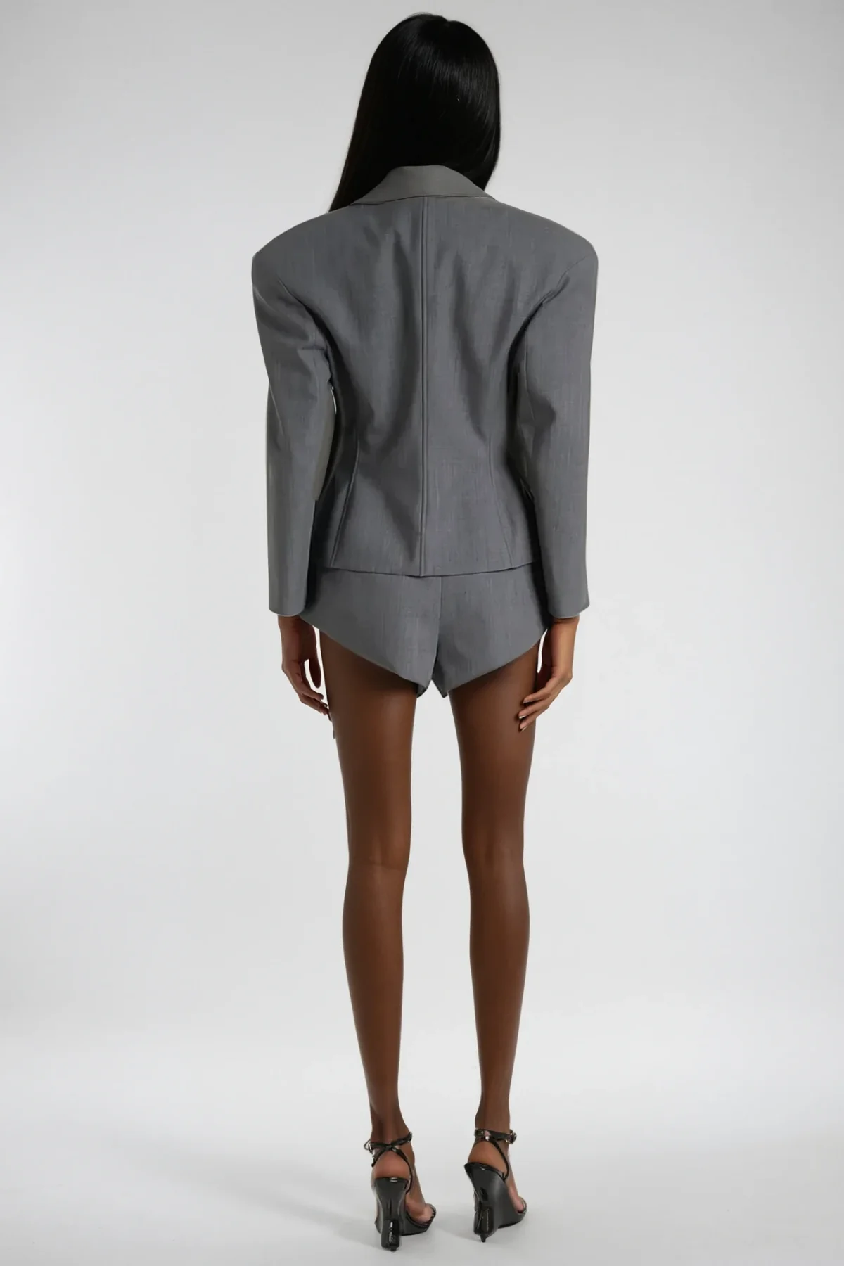 Versatile Crew Neck Button Pants Set in Grey | Innovare Denim