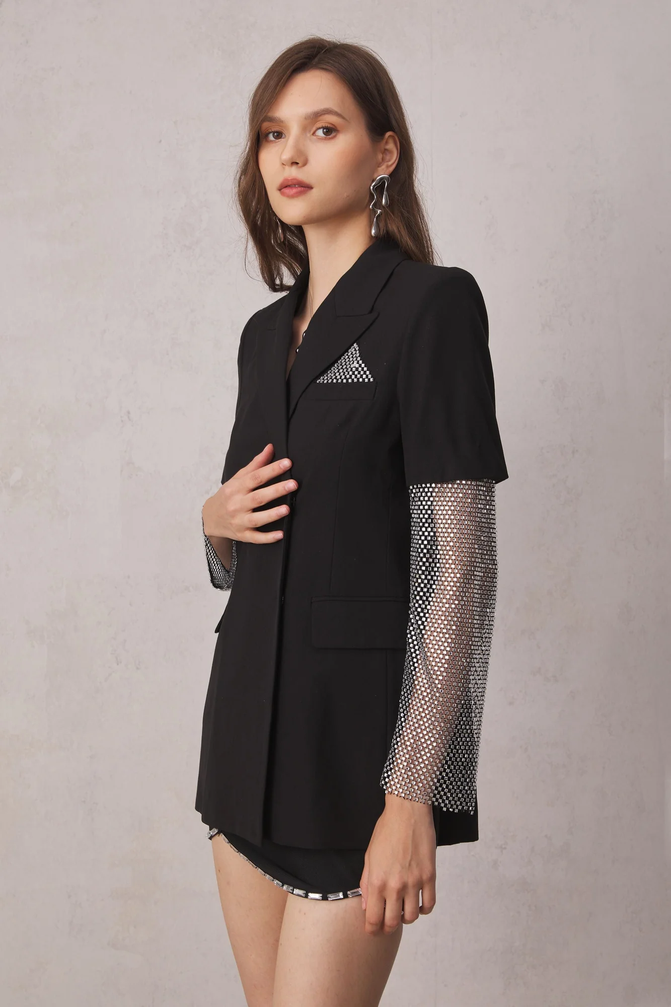 Chic Black Blazer with Short Sleeves