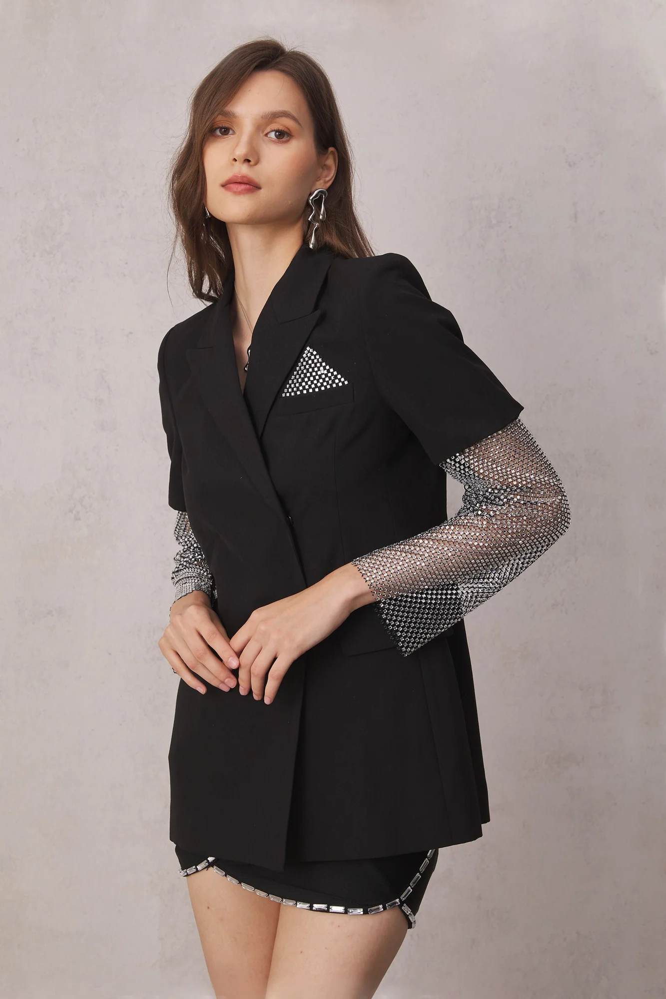 Chic Black Blazer with Short Sleeves