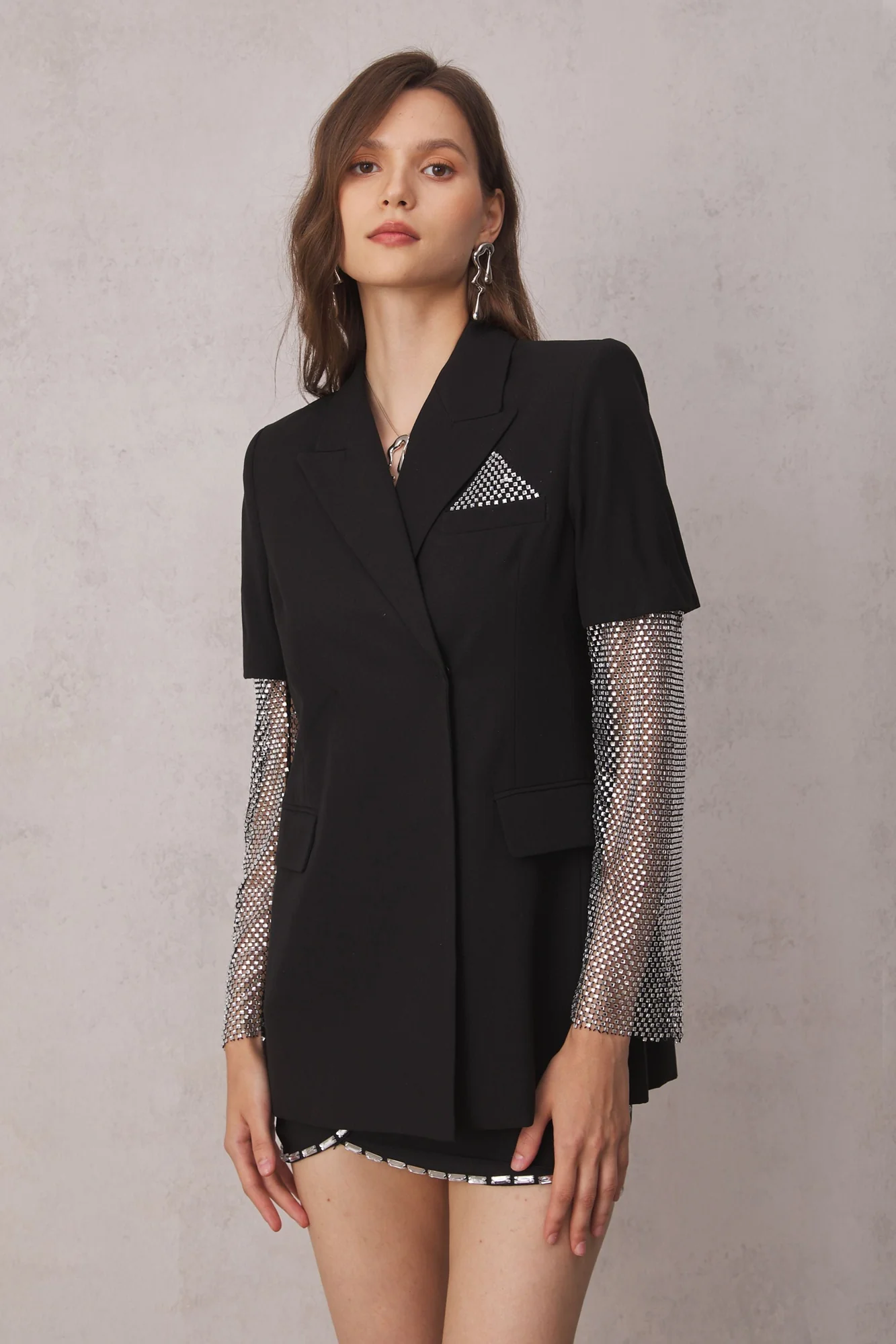 Chic Black Blazer with Short Sleeves