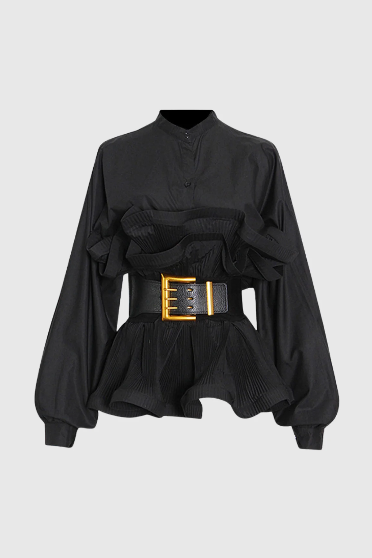 Stylish Ruffle Buckle Shirt