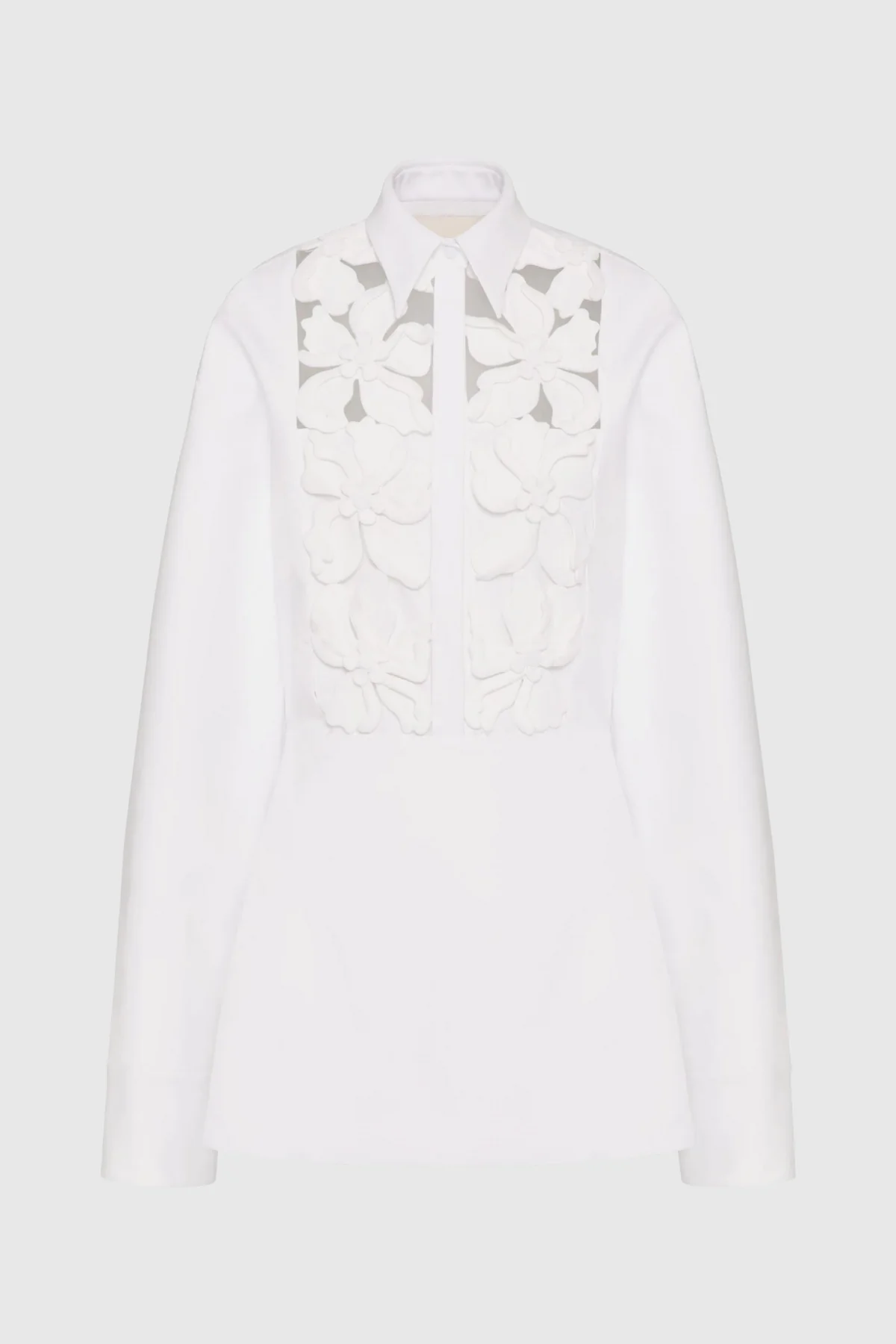 White Floral Cutout Long Sleeve Mini Dress