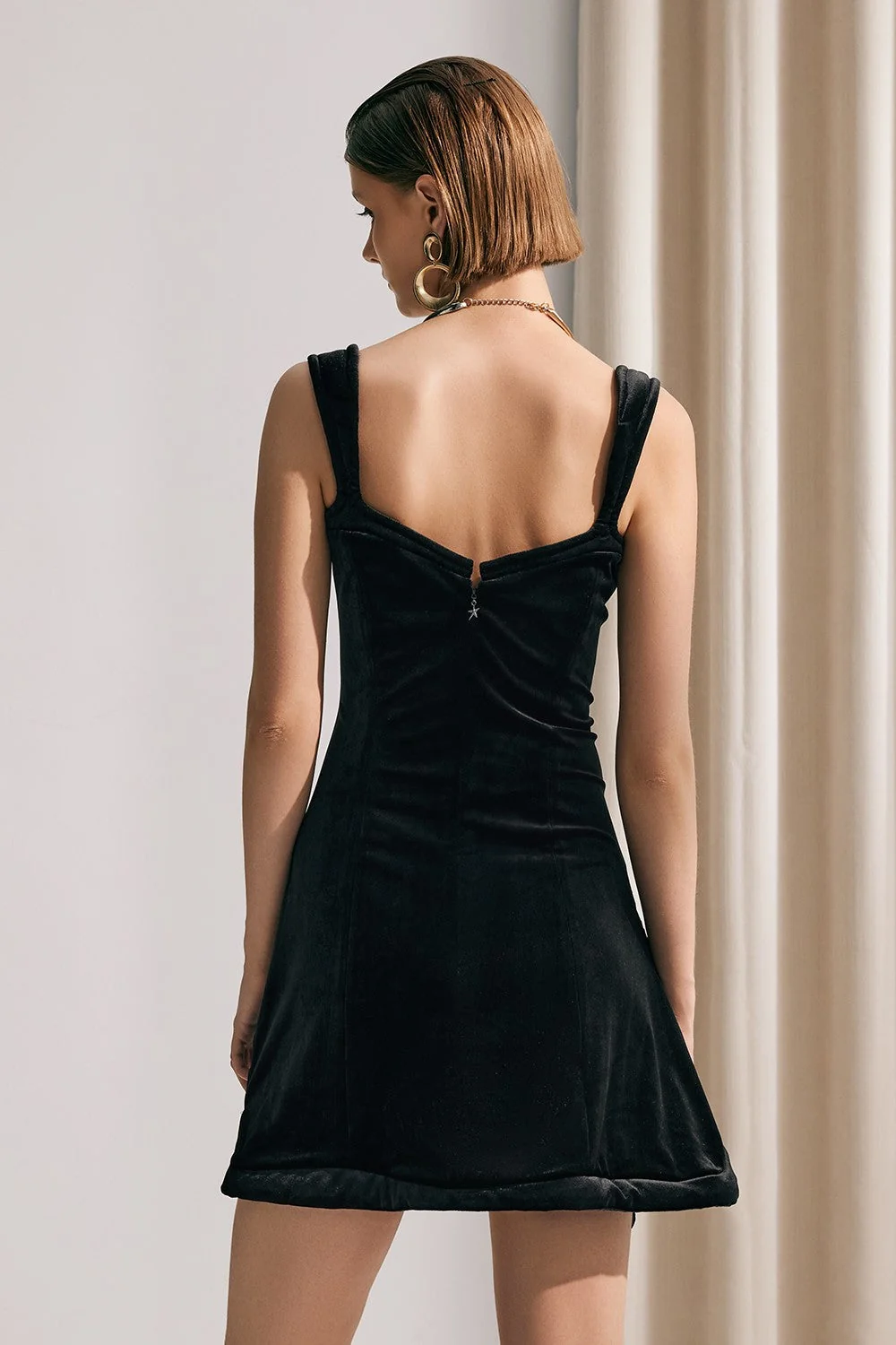 Sweetheart Asymmetric Black Mini Dress