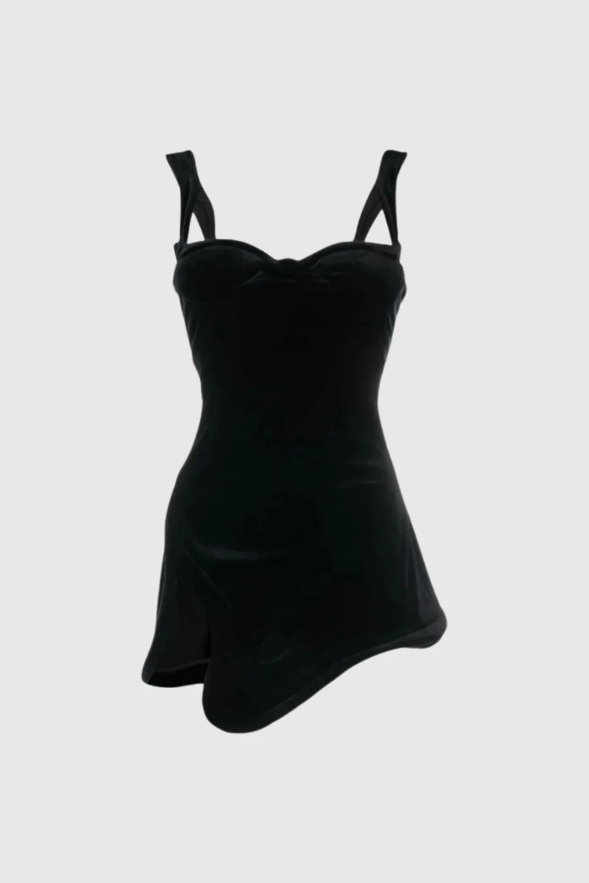 Sweetheart Asymmetric Black Mini Dress