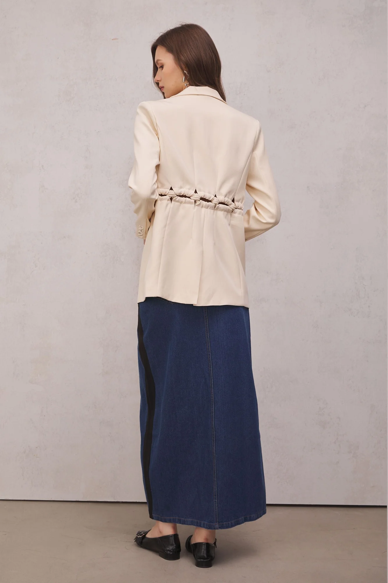 Modern White Rope Blazer with Cutout Detail