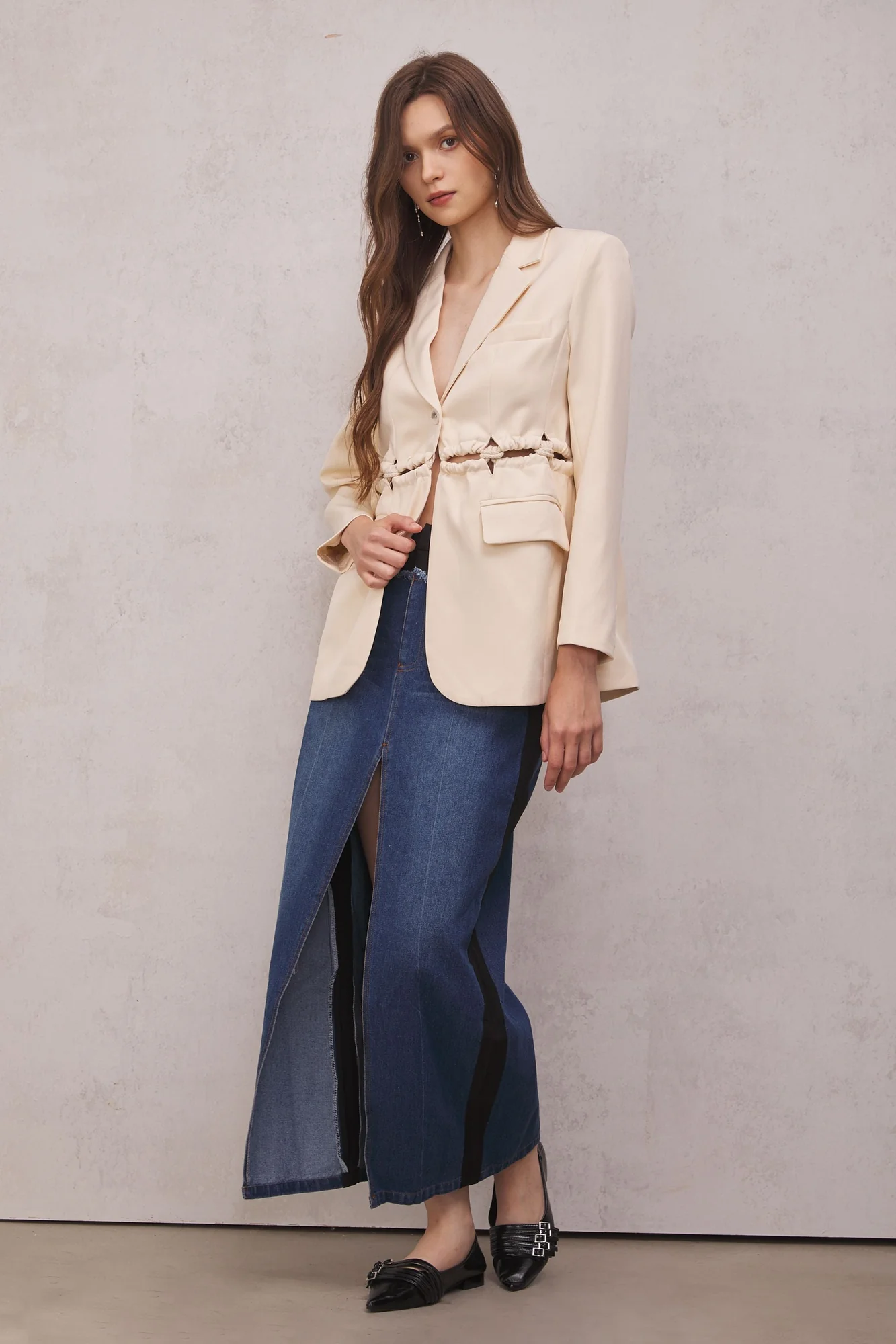 Modern White Rope Blazer with Cutout Detail