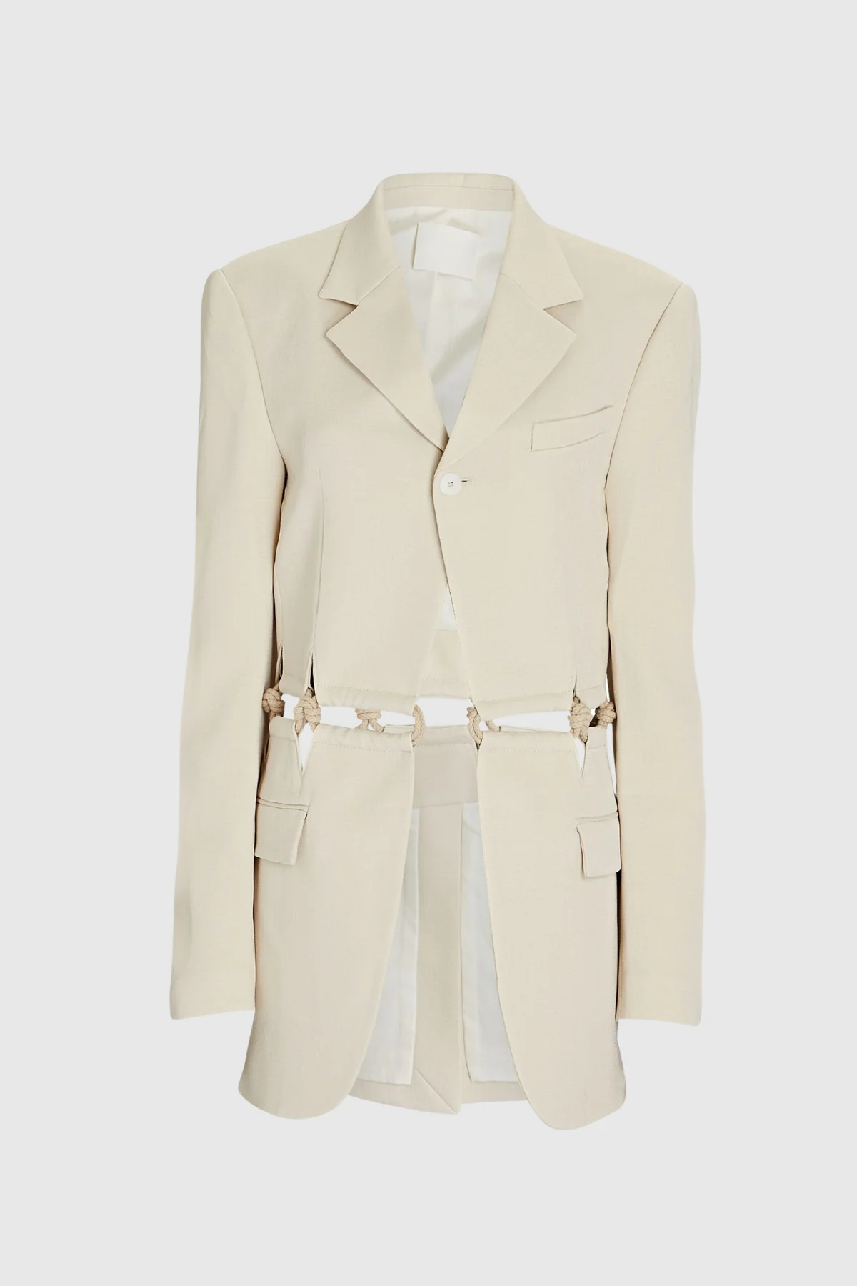 Modern White Rope Blazer with Cutout Detail
