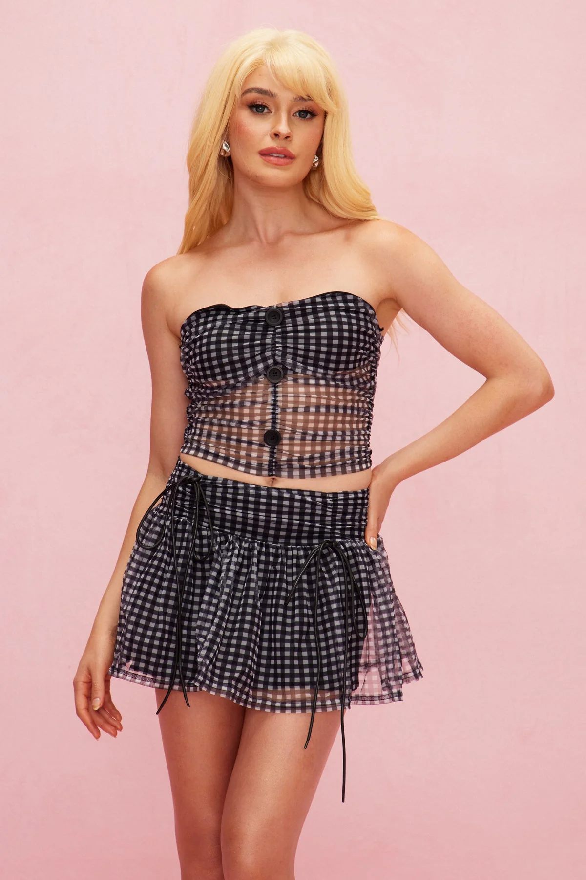 Elegant Mesh Ruffle Skirt Set