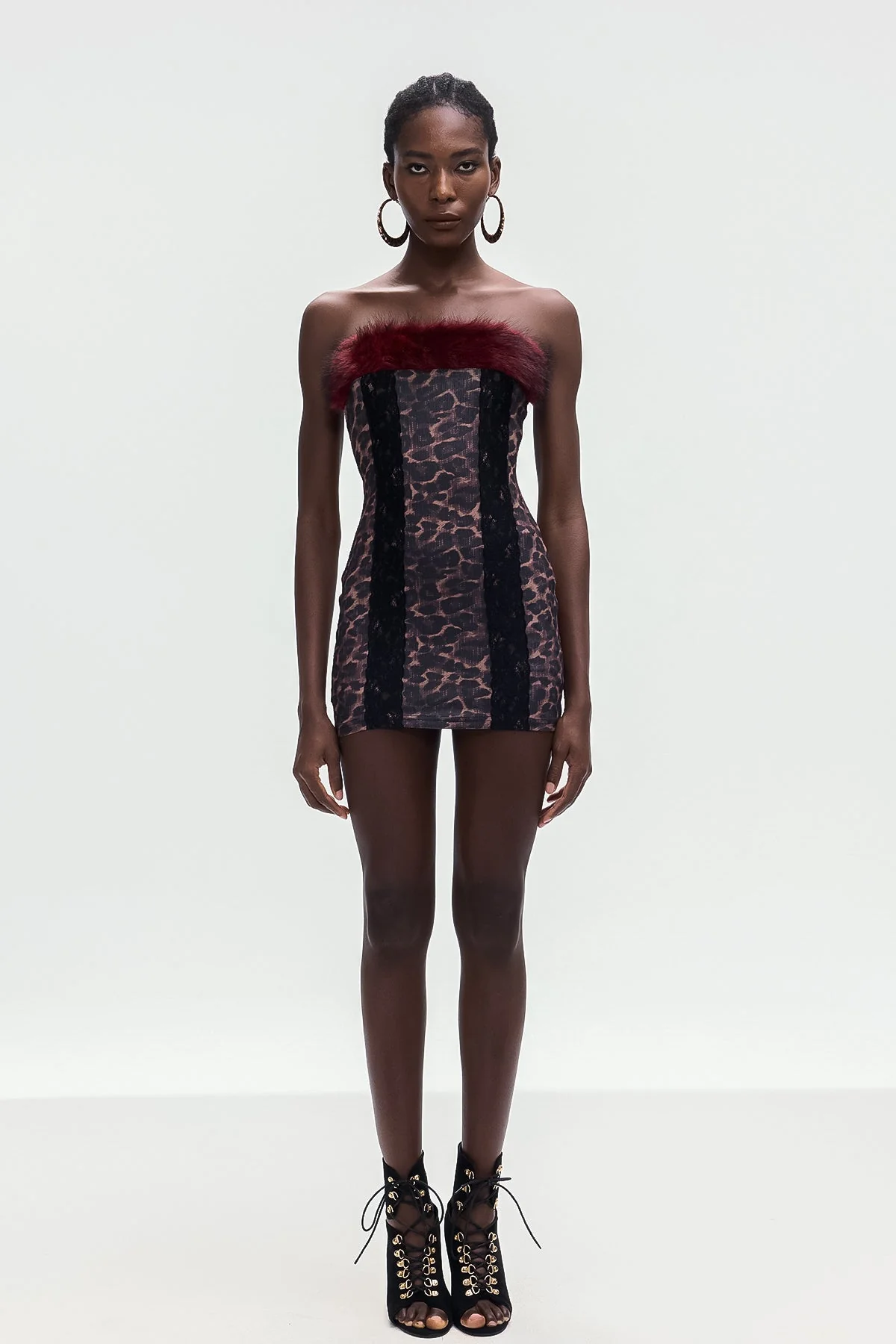 Leopard Faux Fur Bodycon Mini Dress - Statement-making Glamour