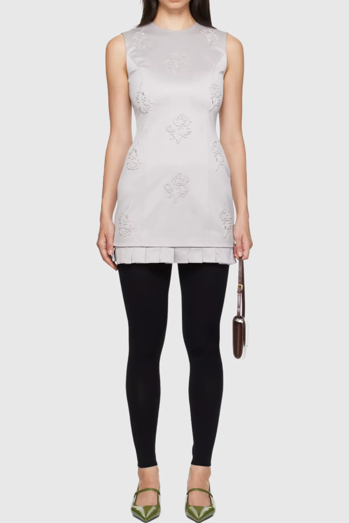 Floral Ruffle Sleeveless Grey Mini Dress - Elegant Summer Wear