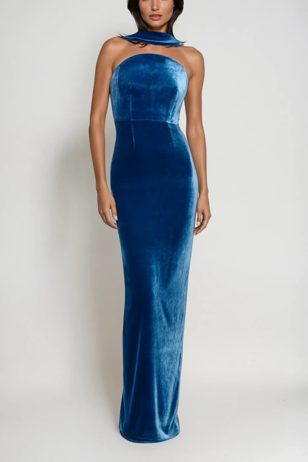 Blue Velvet Split Maxi Dress - Elegant & Sophisticated Style