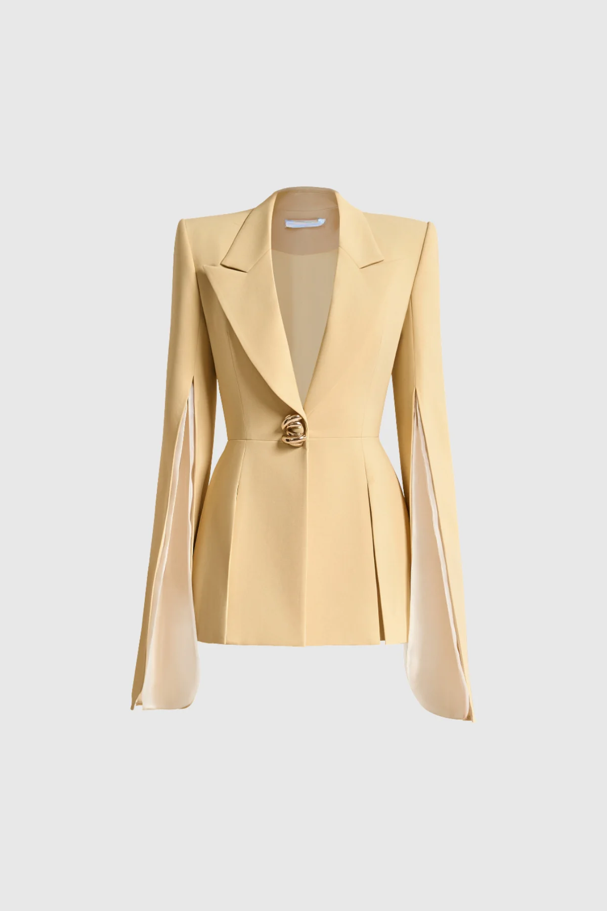 Yellow Split Lapel Pants Set for Stylish Look