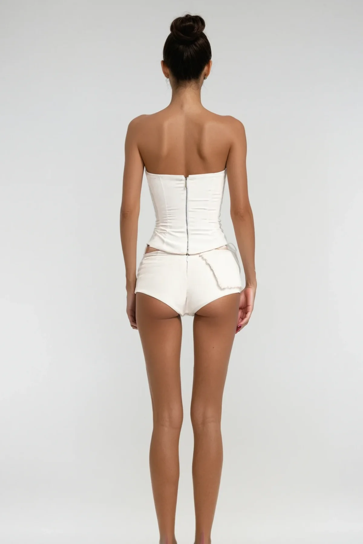 Floral Strapless Bodycon Top in White - Versatile Womens Fashion