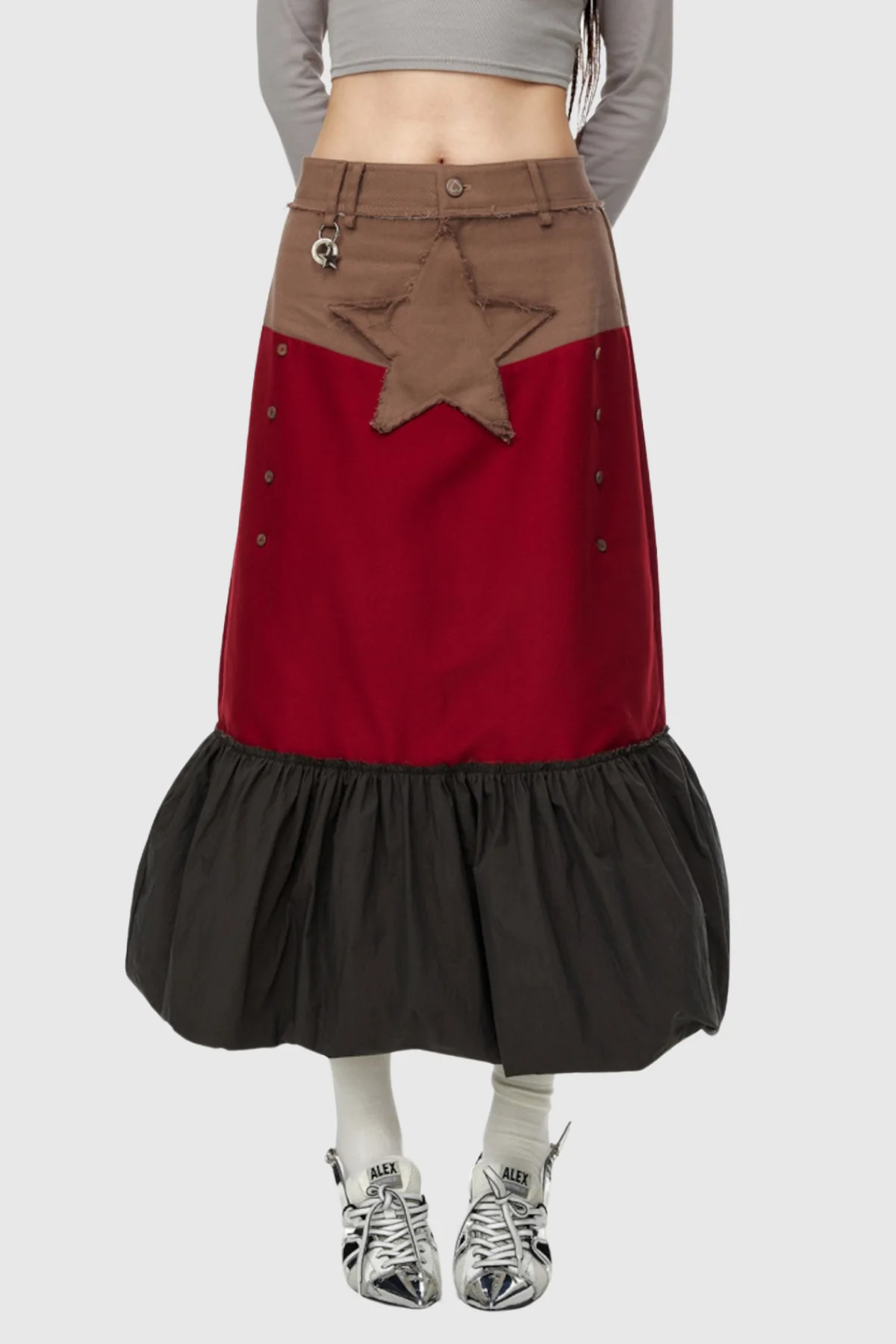 Playful Star Ruffle Skirt - Red Multicolor Deconstruct Style