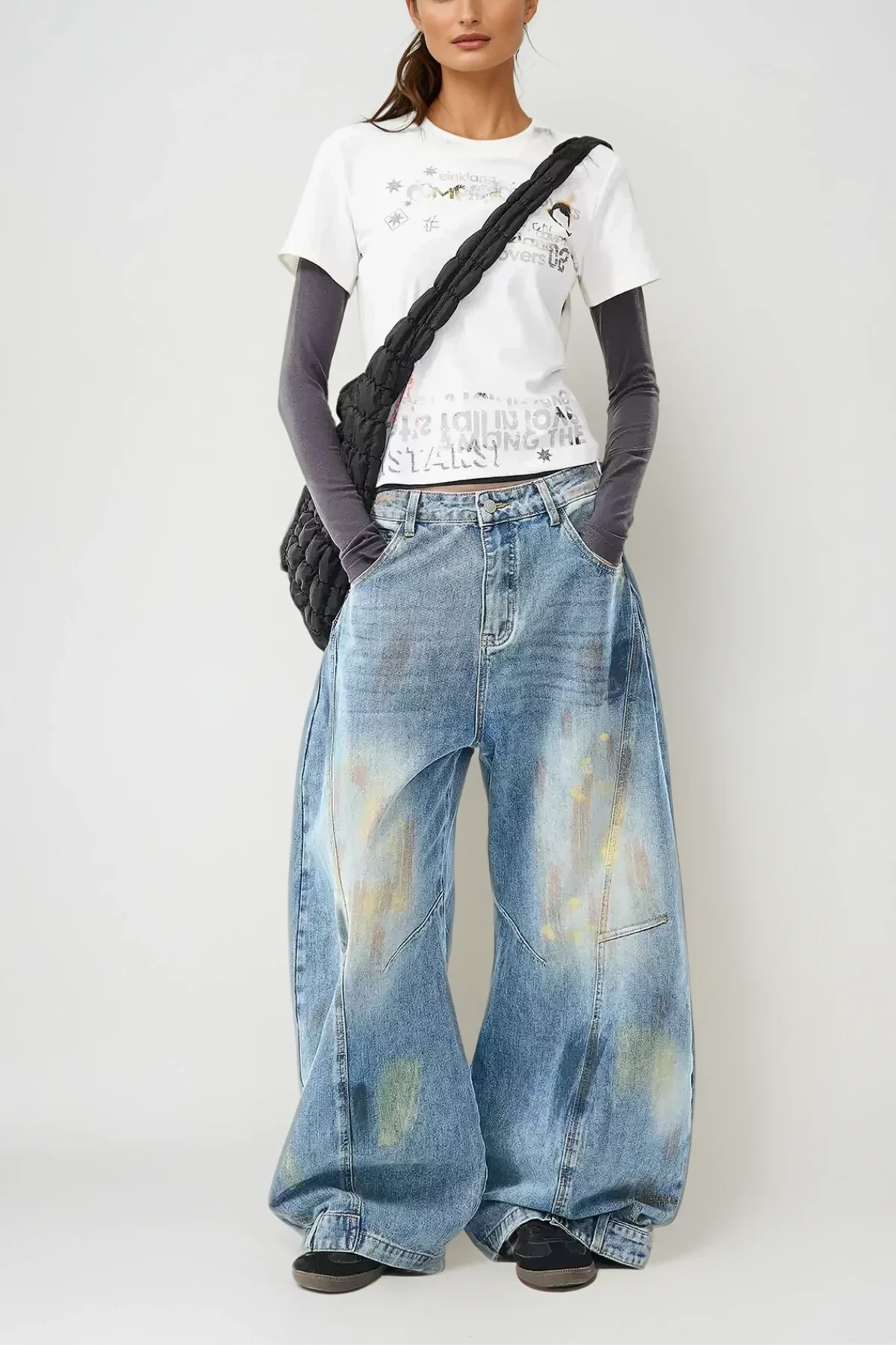 Wide Leg Deconstructed Jeans for Stylish Comfort