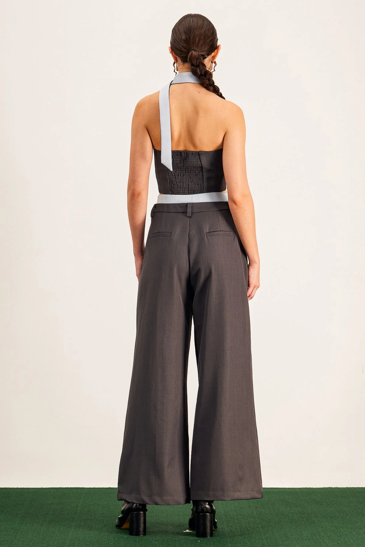 Grey Deconstructed Pants Set