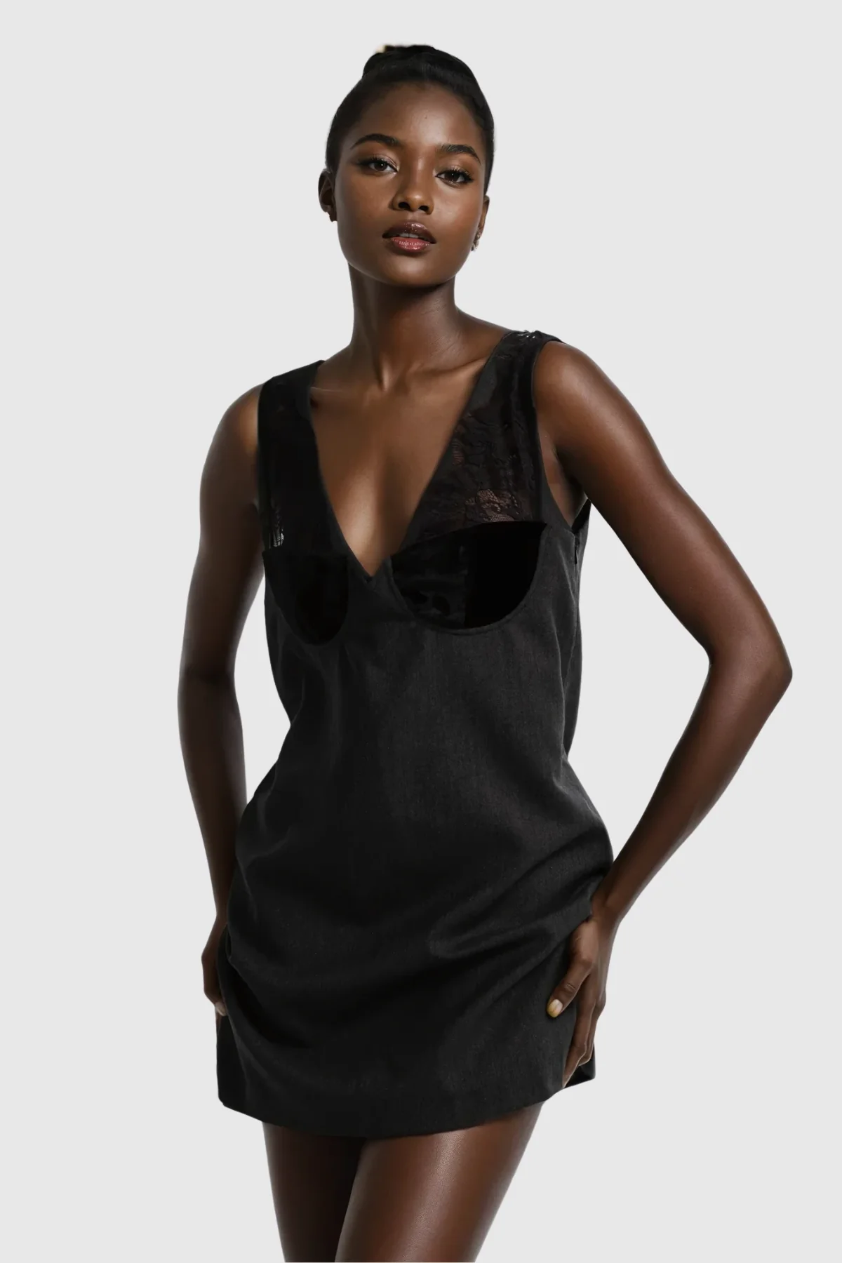 Elegant Aqua Lace Plunge Mini Dress