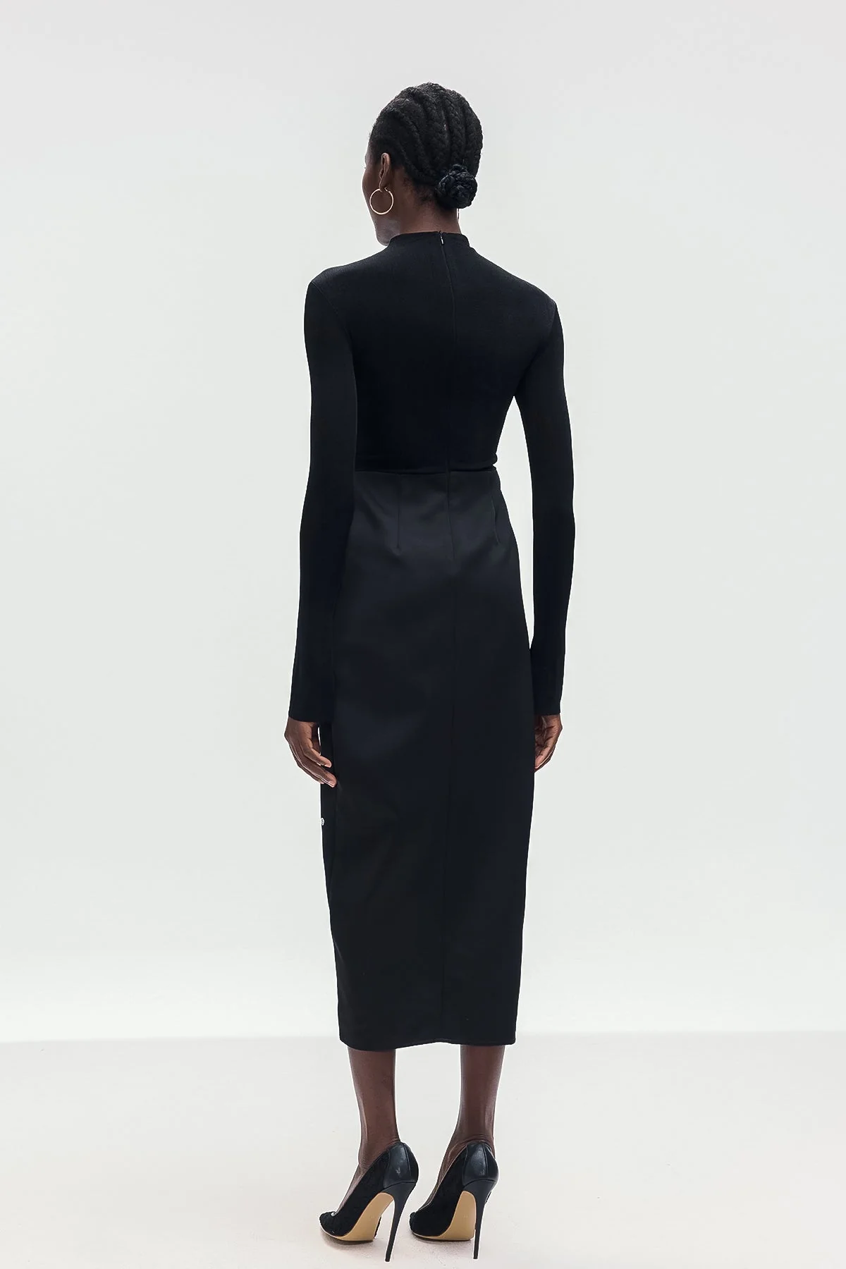 Black Deconstruct Ruch Maxi Dress - Flattering Bodycon Silhouette