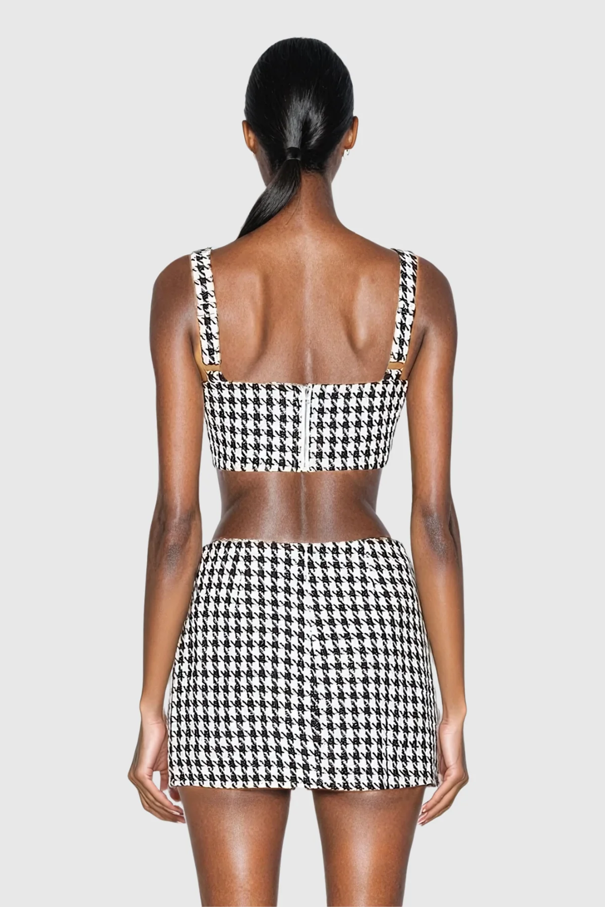 Sophisticated Houndstooth Skirt Set