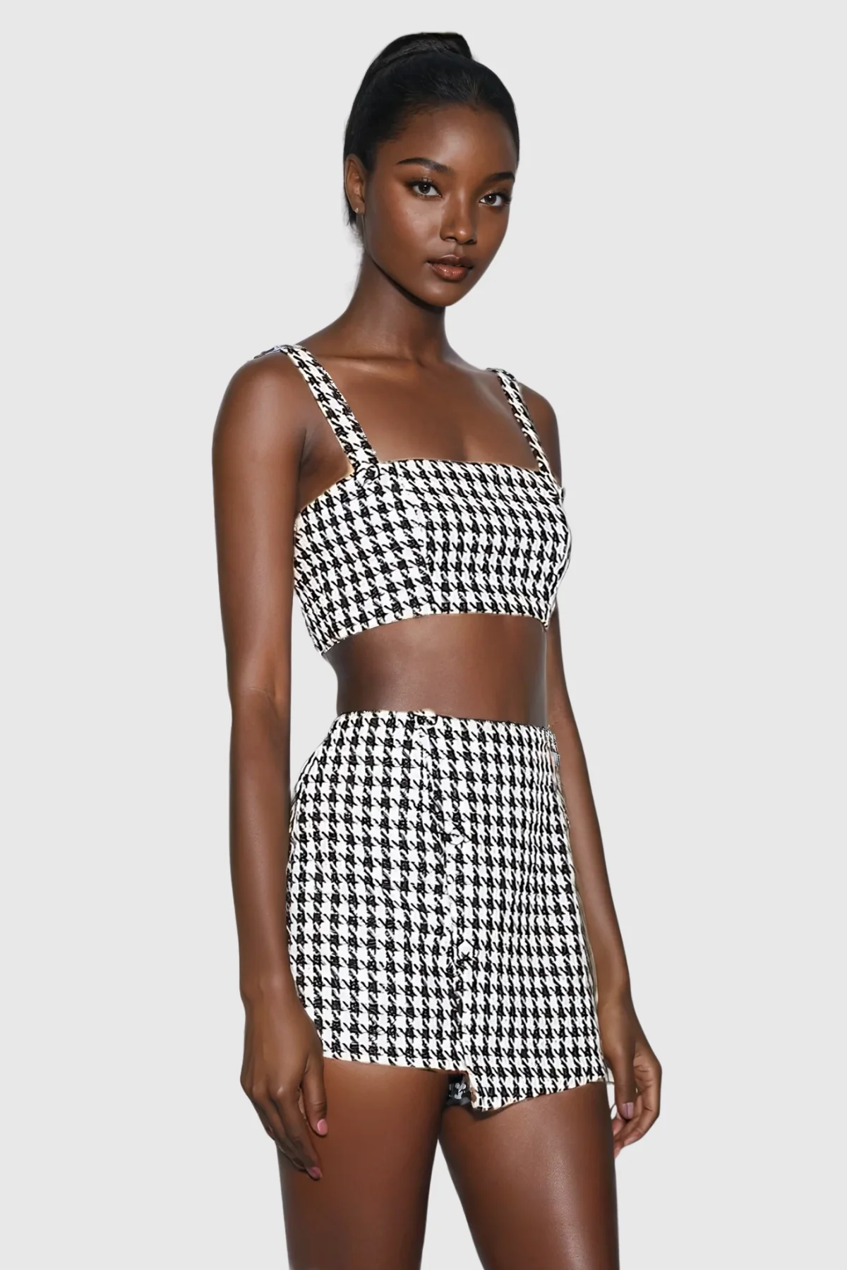Sophisticated Houndstooth Skirt Set