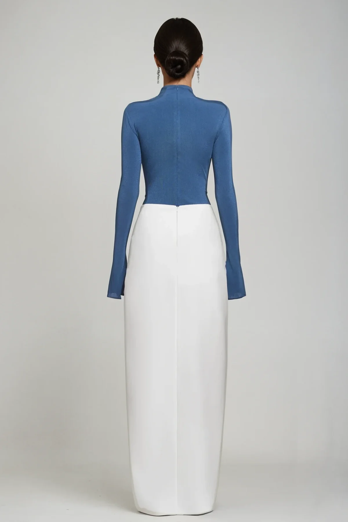 Blue Bodycon Ruch Maxi Dress with Flawless Fit