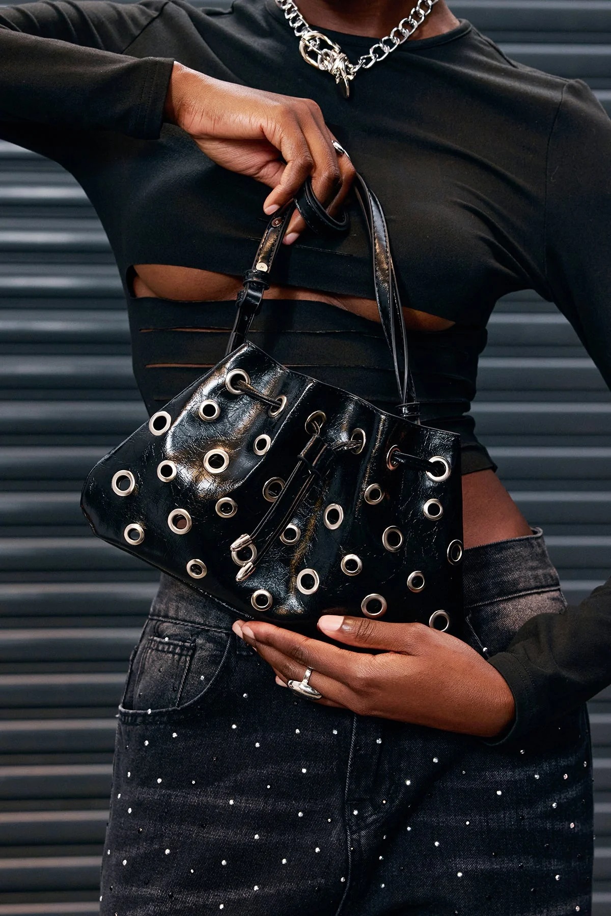 Leather Ring Cutout Bag - Stylish & Functional