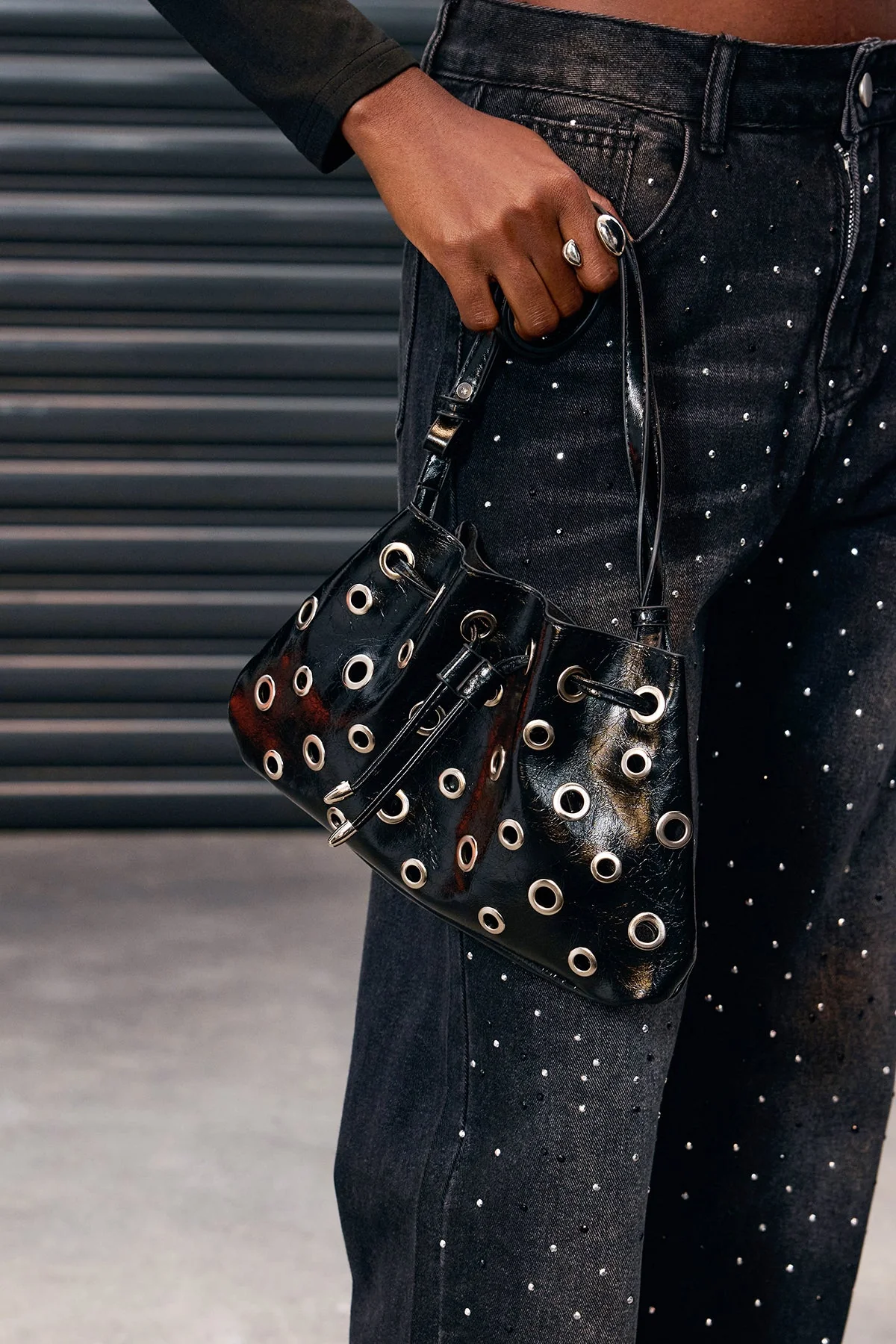 Leather Ring Cutout Bag - Stylish & Functional