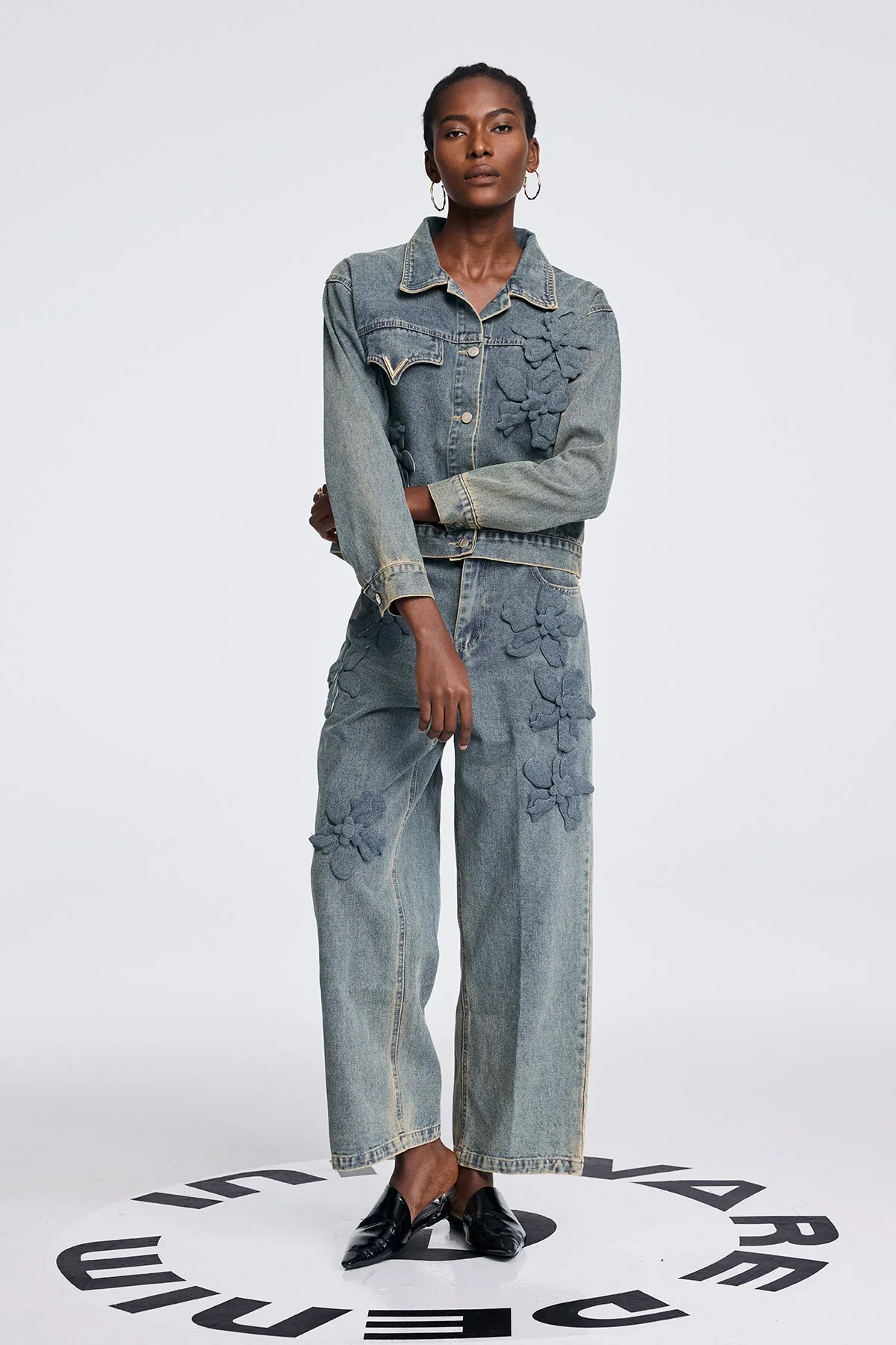 Floral Denim Pants Set - Trendy Fashion Staple