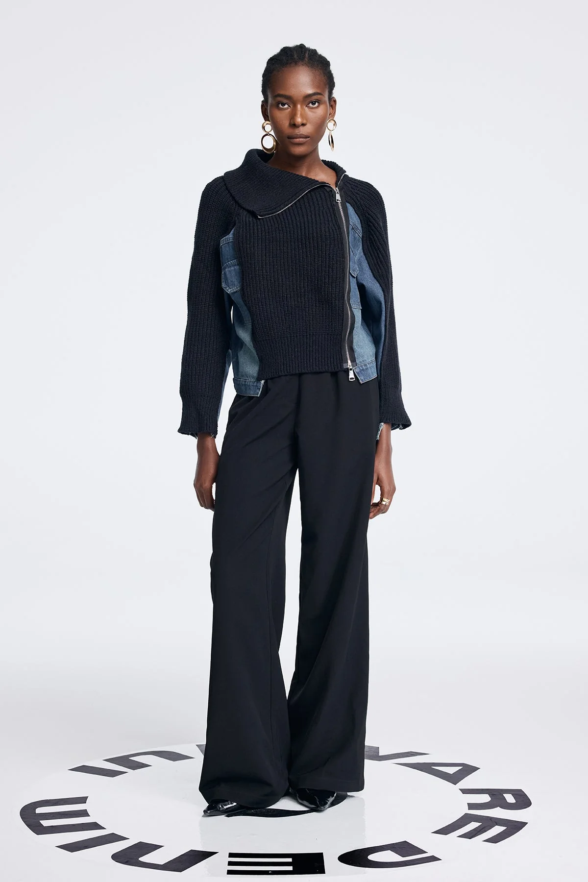 Black Deconstructed Knit Asymmetric Top - Urban Edge Style