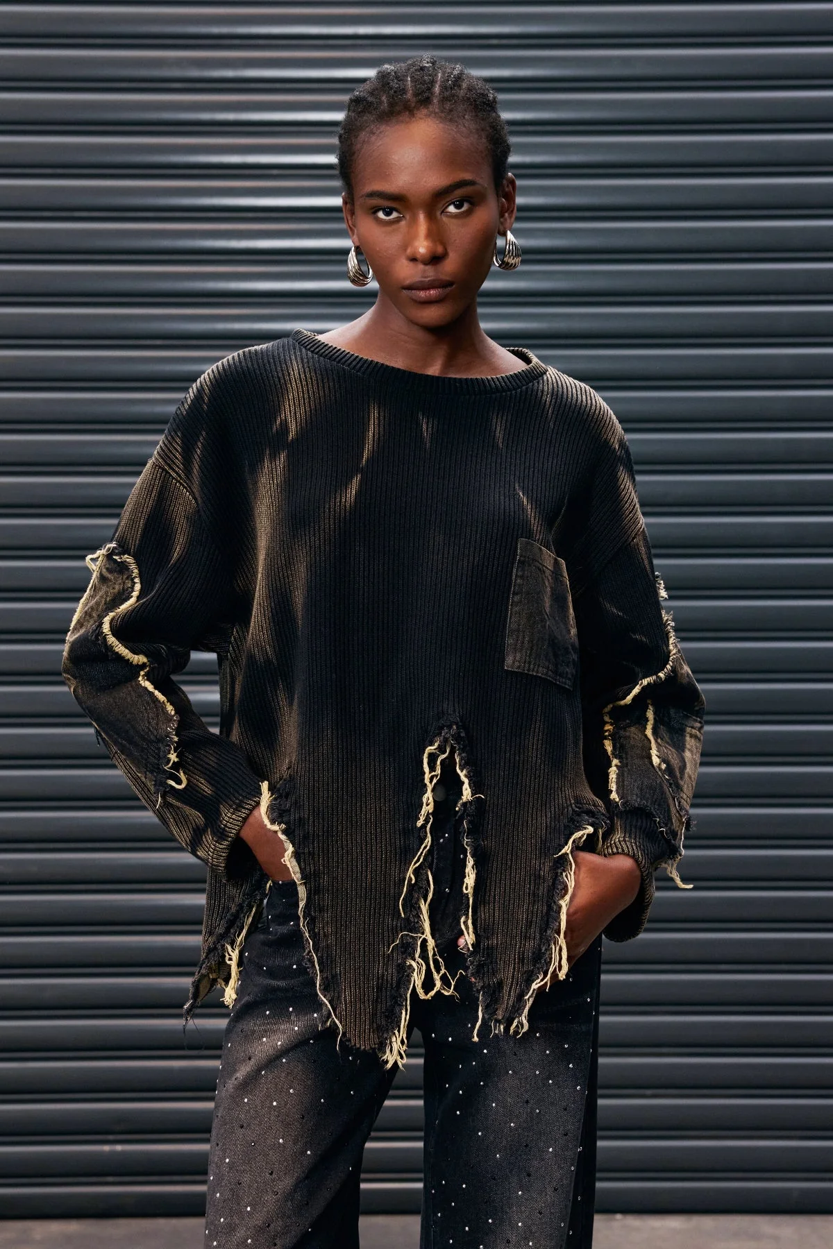 Asymmetric Fringe Knit Top | Trendy Tie Dye Design