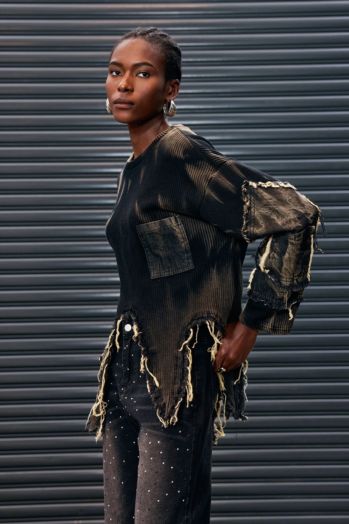 Asymmetric Fringe Knit Top | Trendy Tie Dye Design