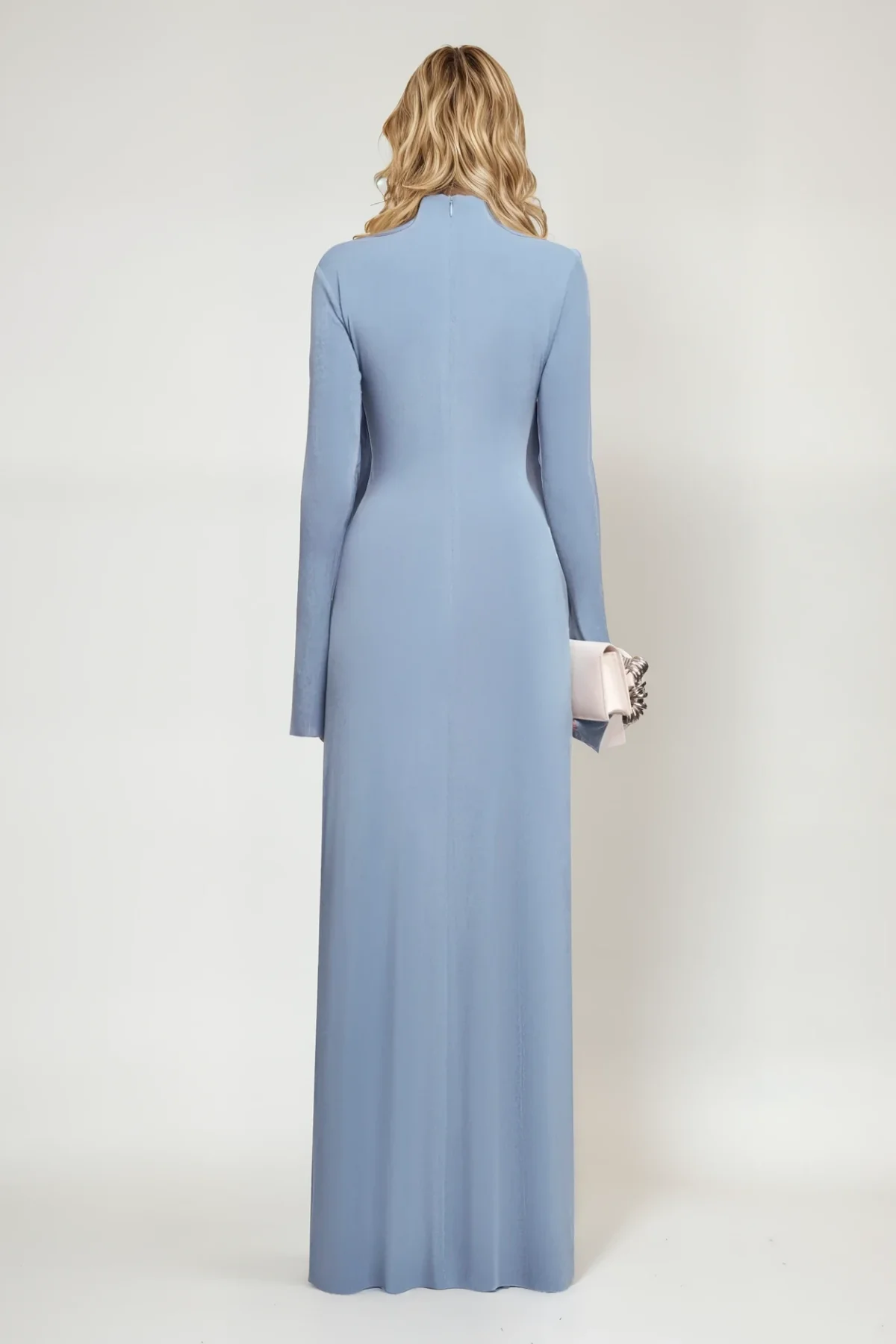 Blue Ruch Bodycon Long Sleeve Maxi Dress