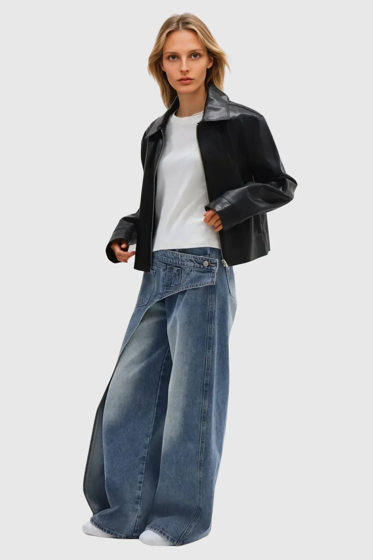 Asymmetric Blue Denim Jeans | Urban Edge Style