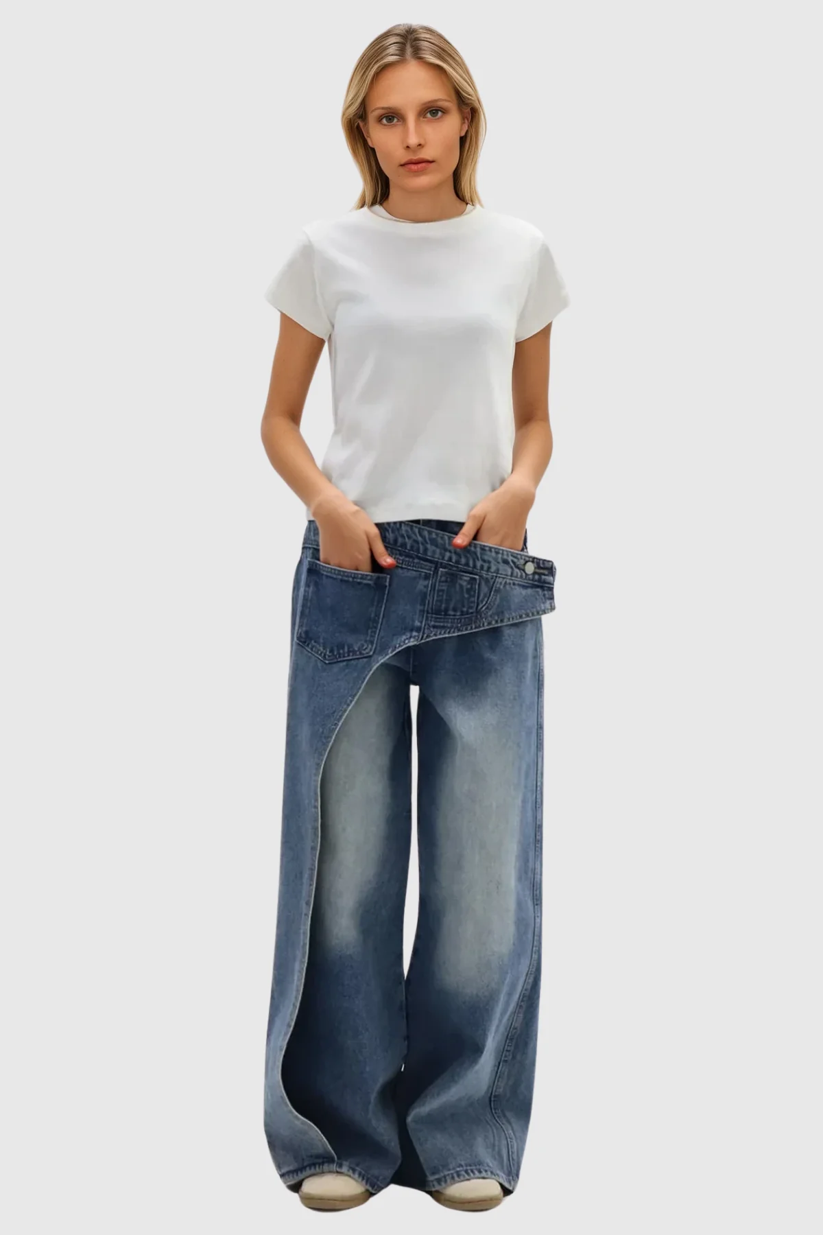 Asymmetric Blue Denim Jeans | Urban Edge Style