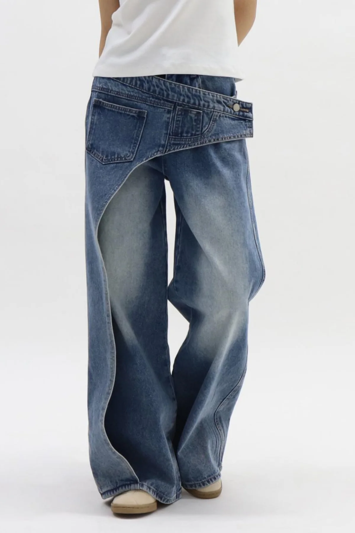 Asymmetric Blue Denim Jeans | Urban Edge Style