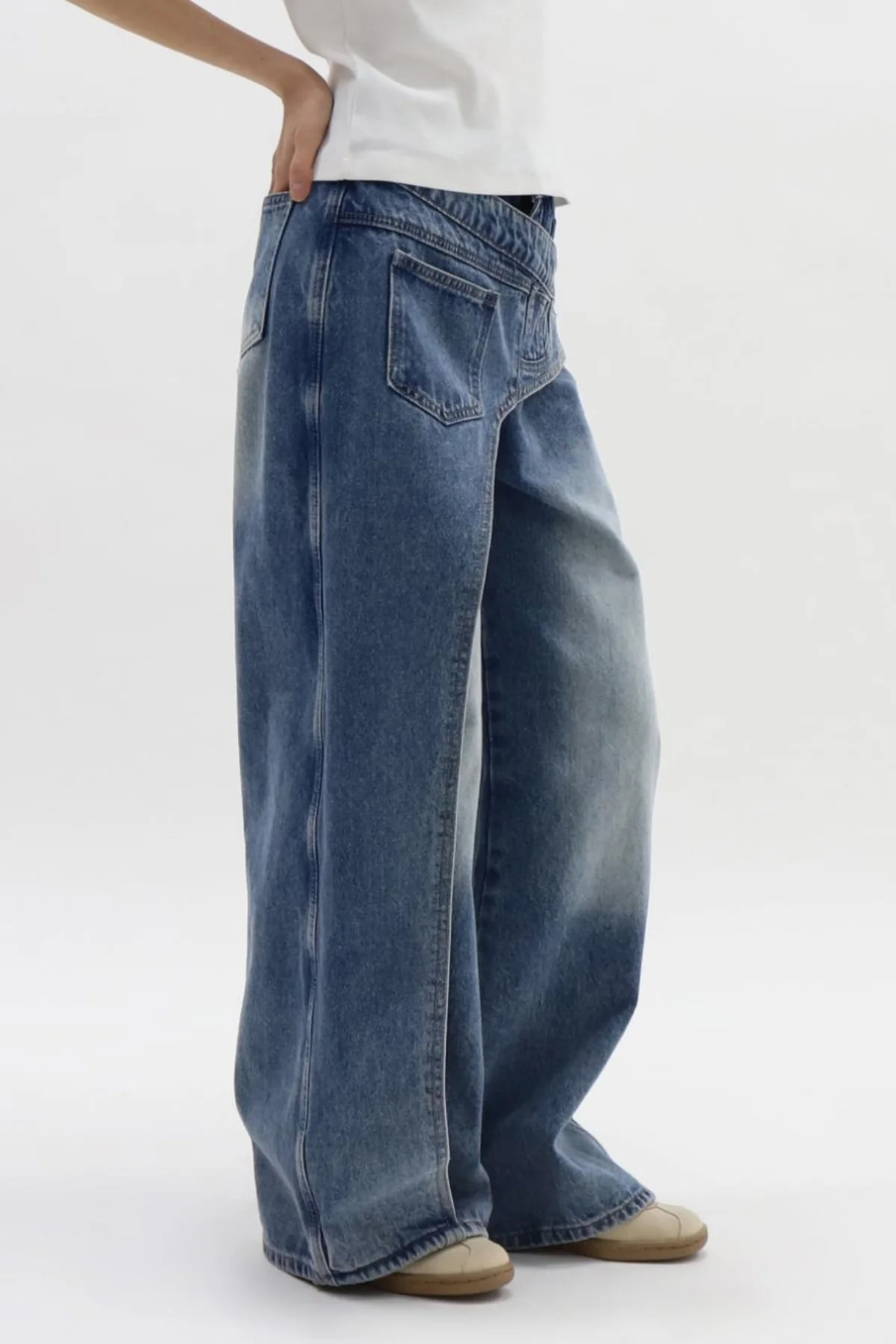 Asymmetric Blue Denim Jeans | Urban Edge Style