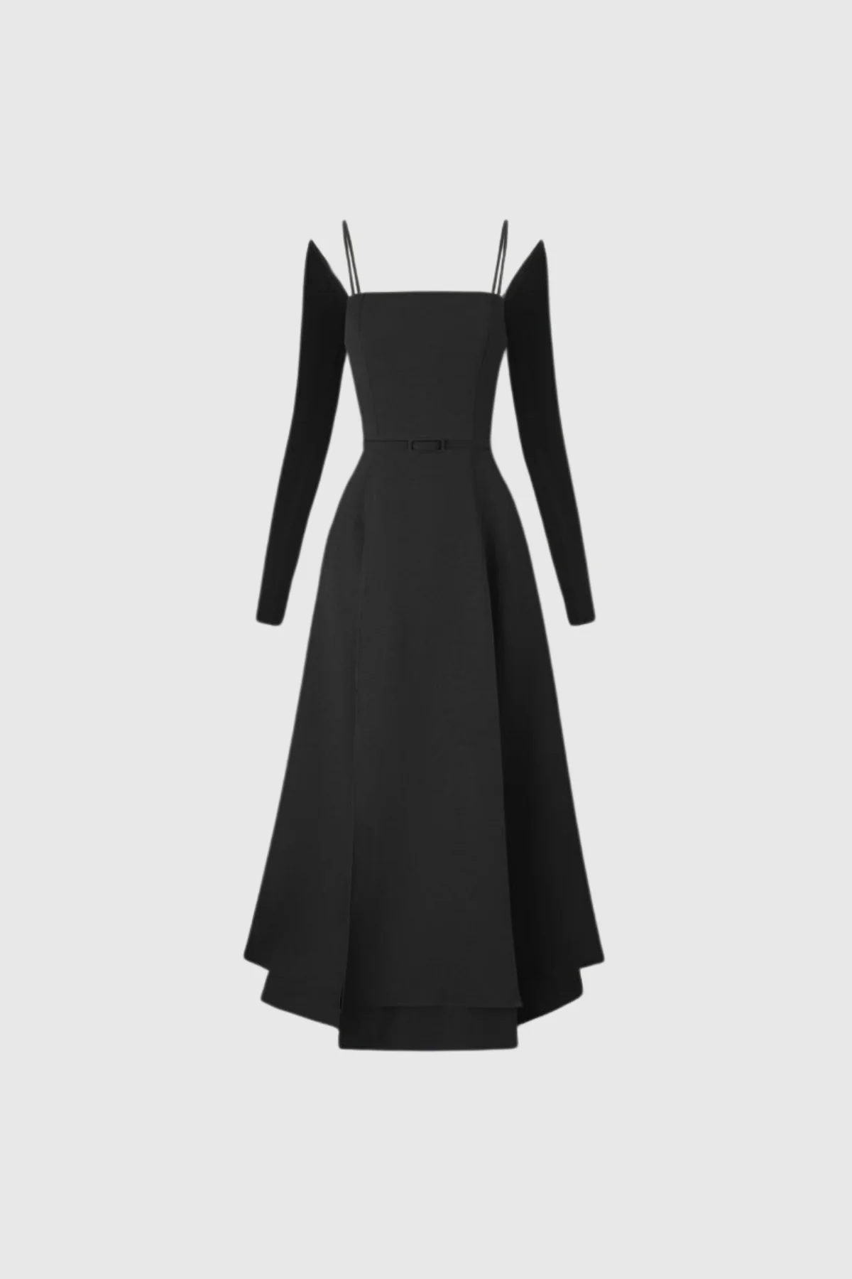 Black Lace-Up Split Maxi Dress - Elegant & Versatile