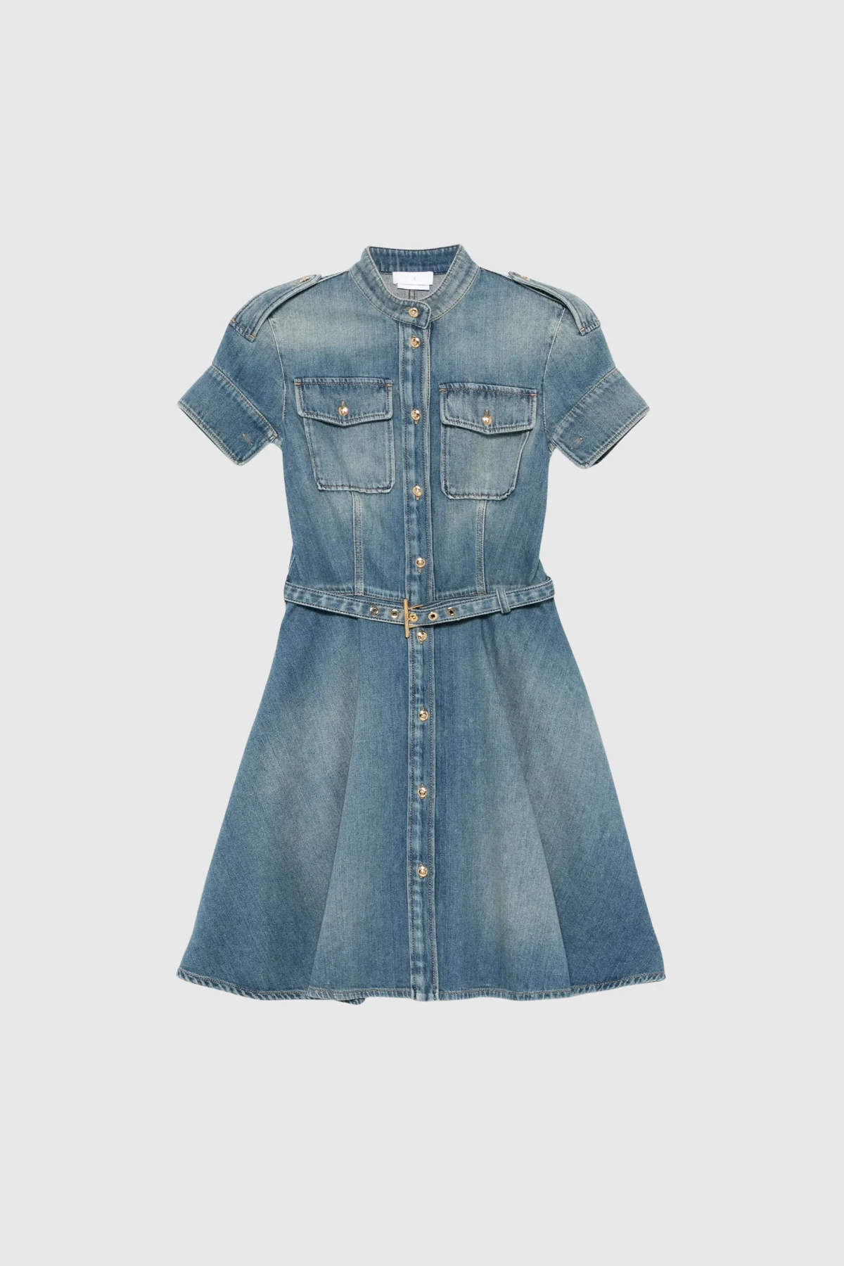 Stylish Denim Mini Dress with Ruffle Sleeves
