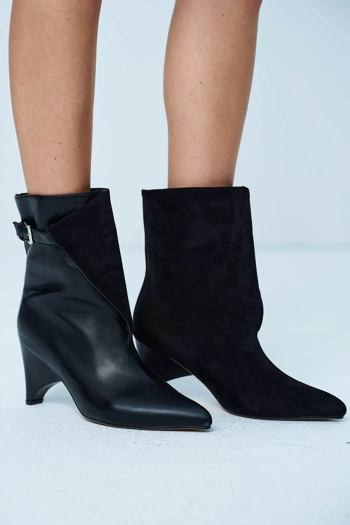 Black Leather Deconstruct Boots - Sleek Design, 100% Leather, 8cm Heel
