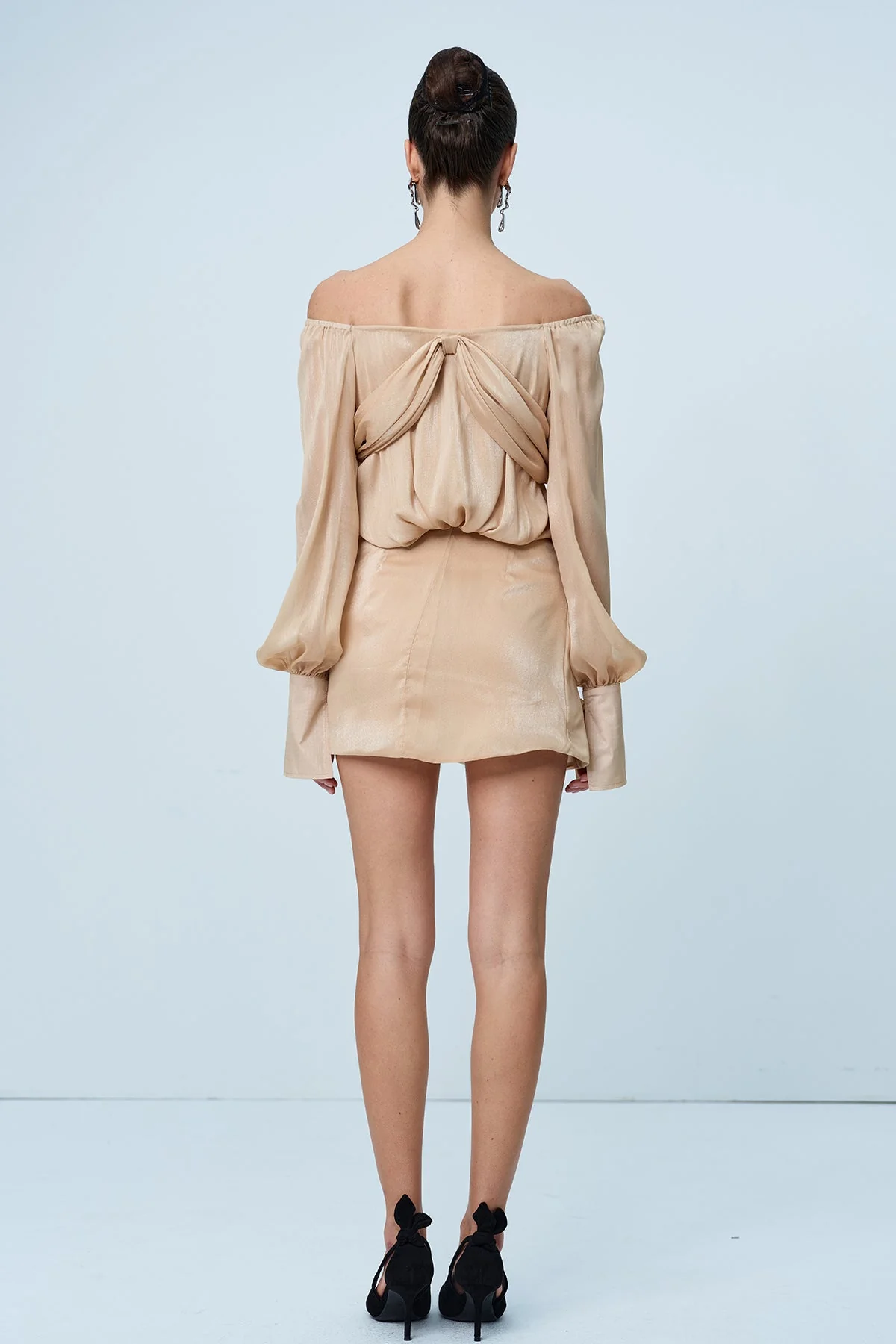 Mesh Rhinestone Ruched Skirt Set - Glamorous Night Out Ensemble