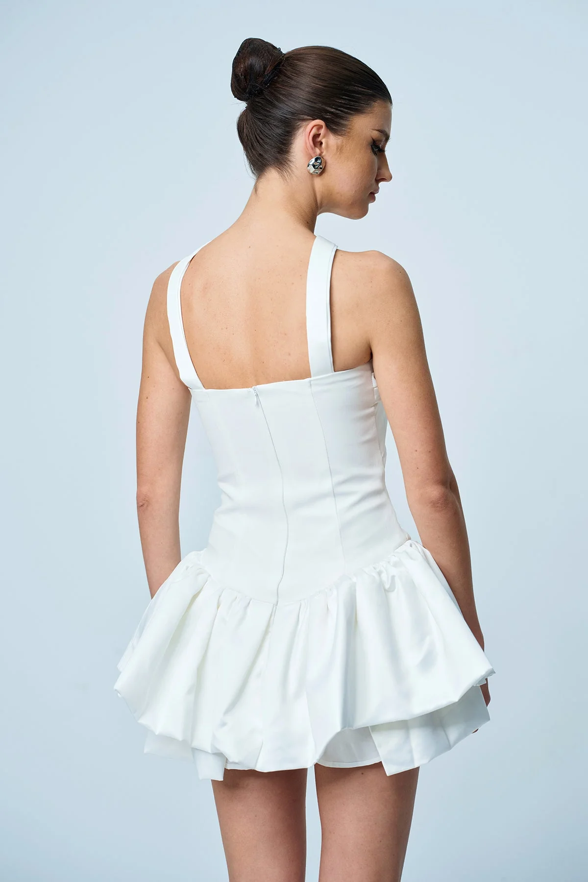 Elegant White Ruffle Mini Dress for Women