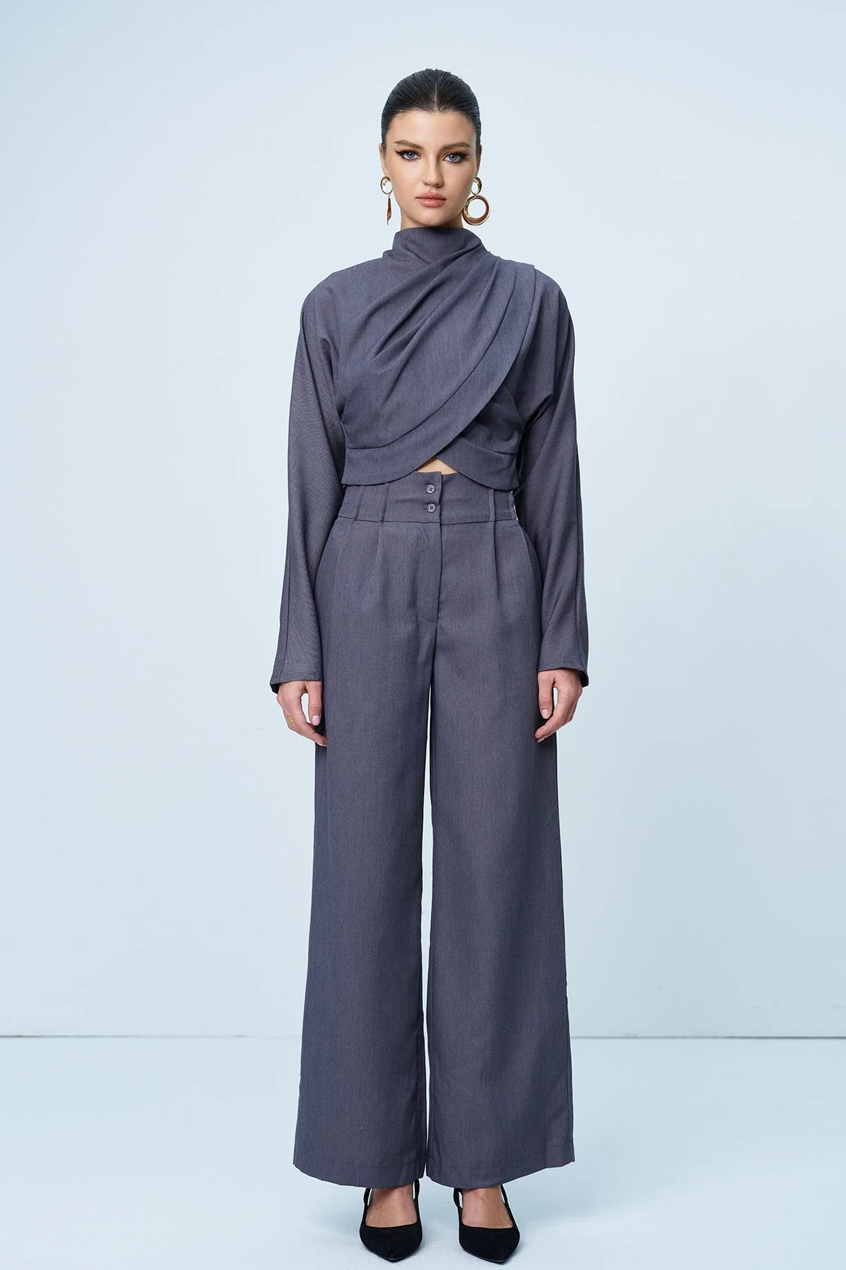 Grey Cross Style Pants Set