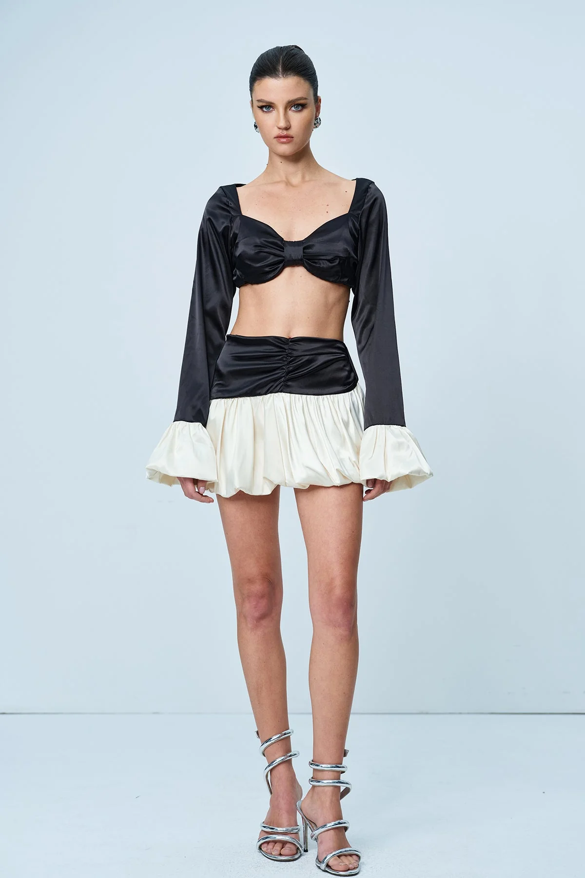 Modern Ruch Detail Skirt Set