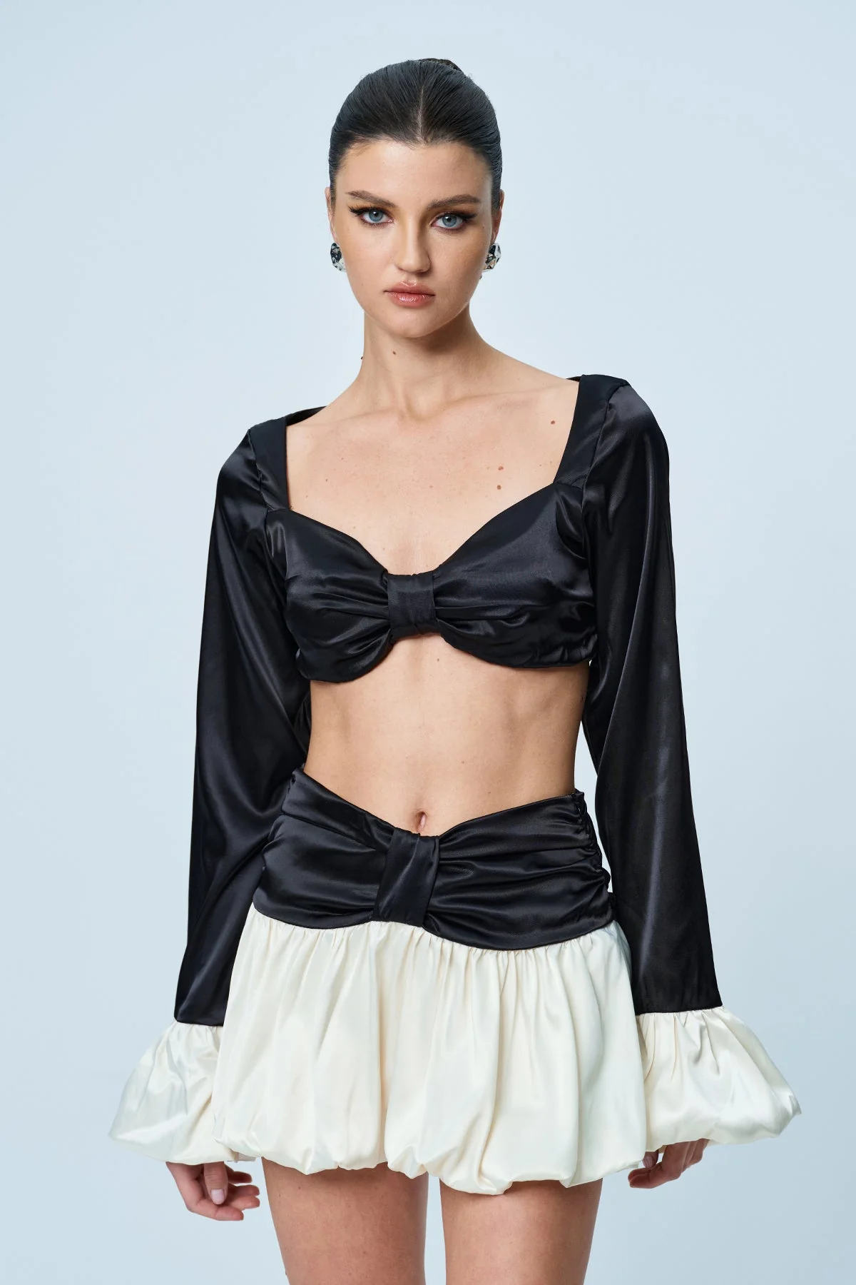 Modern Ruch Detail Skirt Set