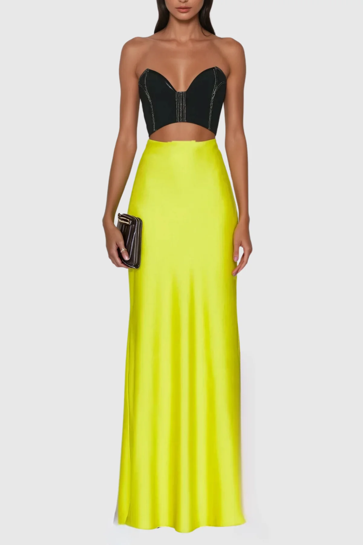 Yellow Strapless Cutout Maxi Dress for Women