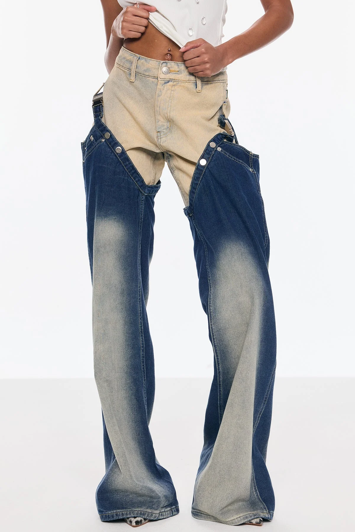 Deconstruct Two-Piece Jeans - Urban Edge Style